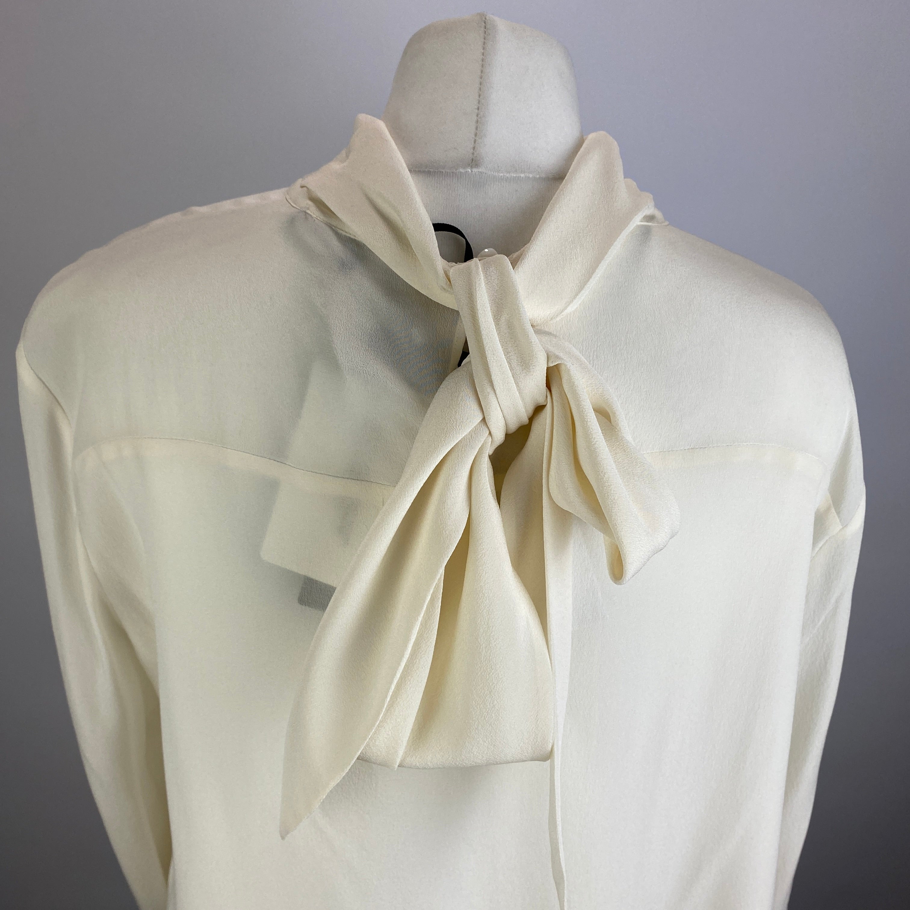 Luisa Cerano New £250 Cream Slk Tie Back Blouse XL