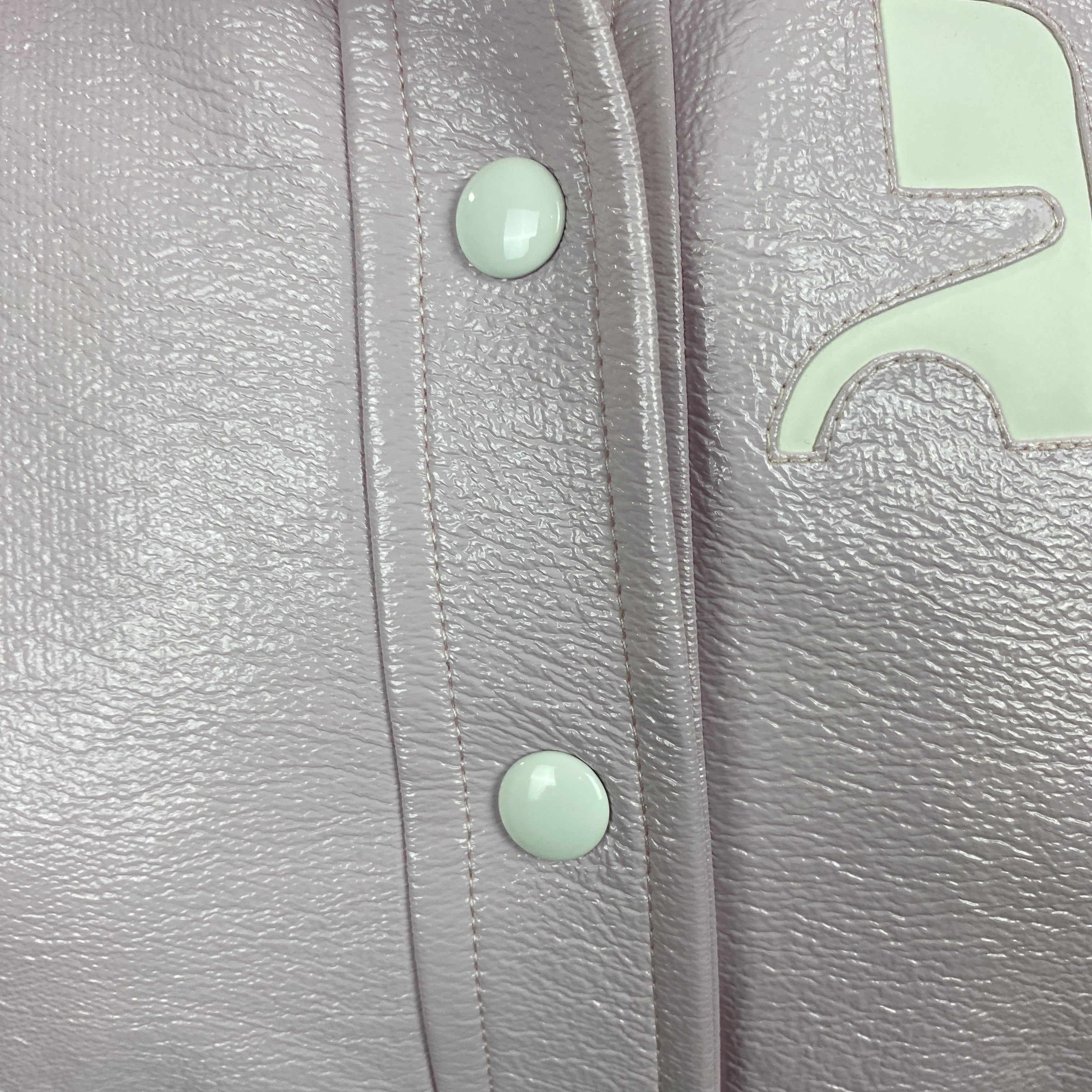 Courreges New £1000 Pale Pink Wet Look Bomber Jacket S