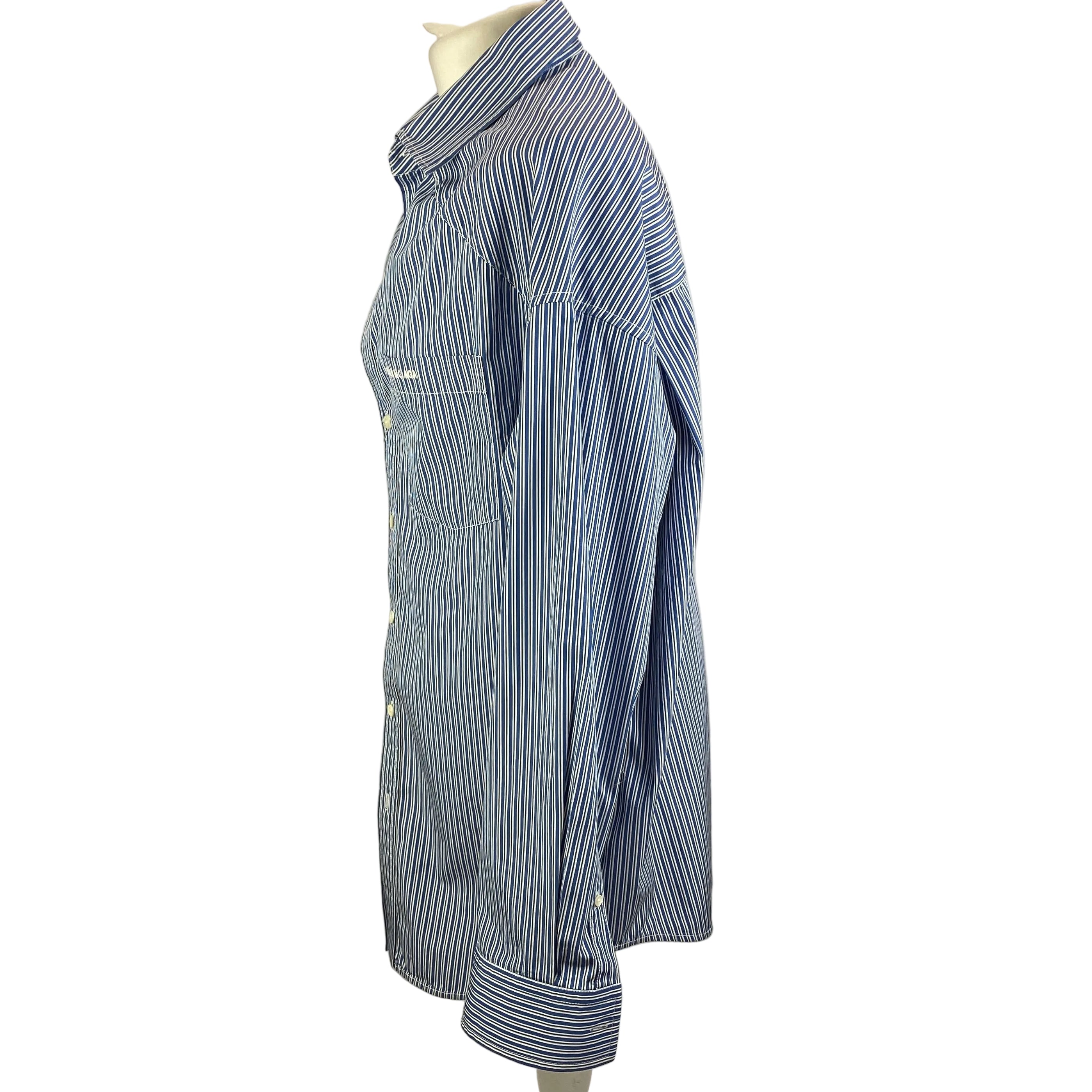 Balenciaga New £931 Blue Stripe Poplin Unisex Shirt XS/S/M/L