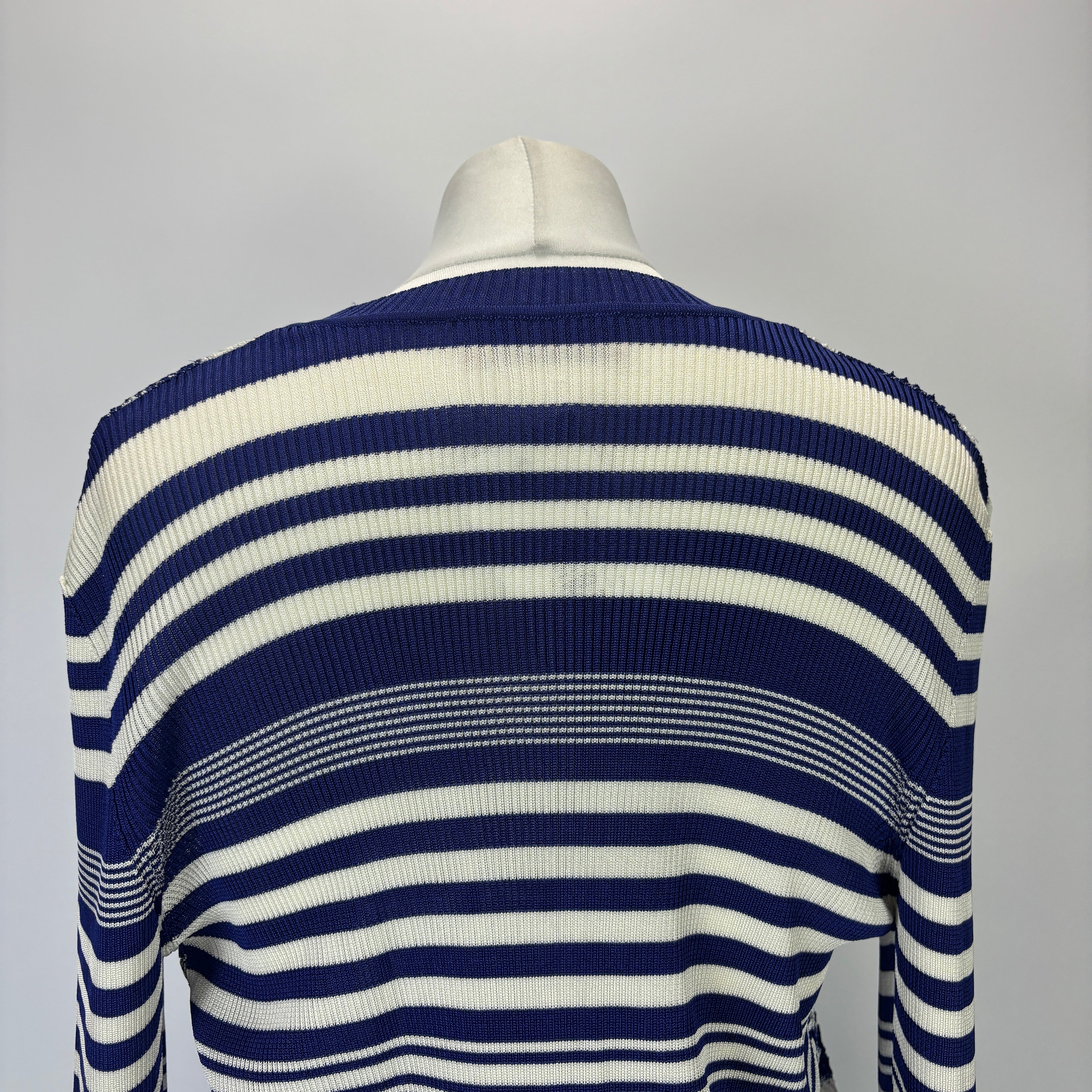 Missoni New £960 Blue & Ivory Chevron Knit Cardigan XXL