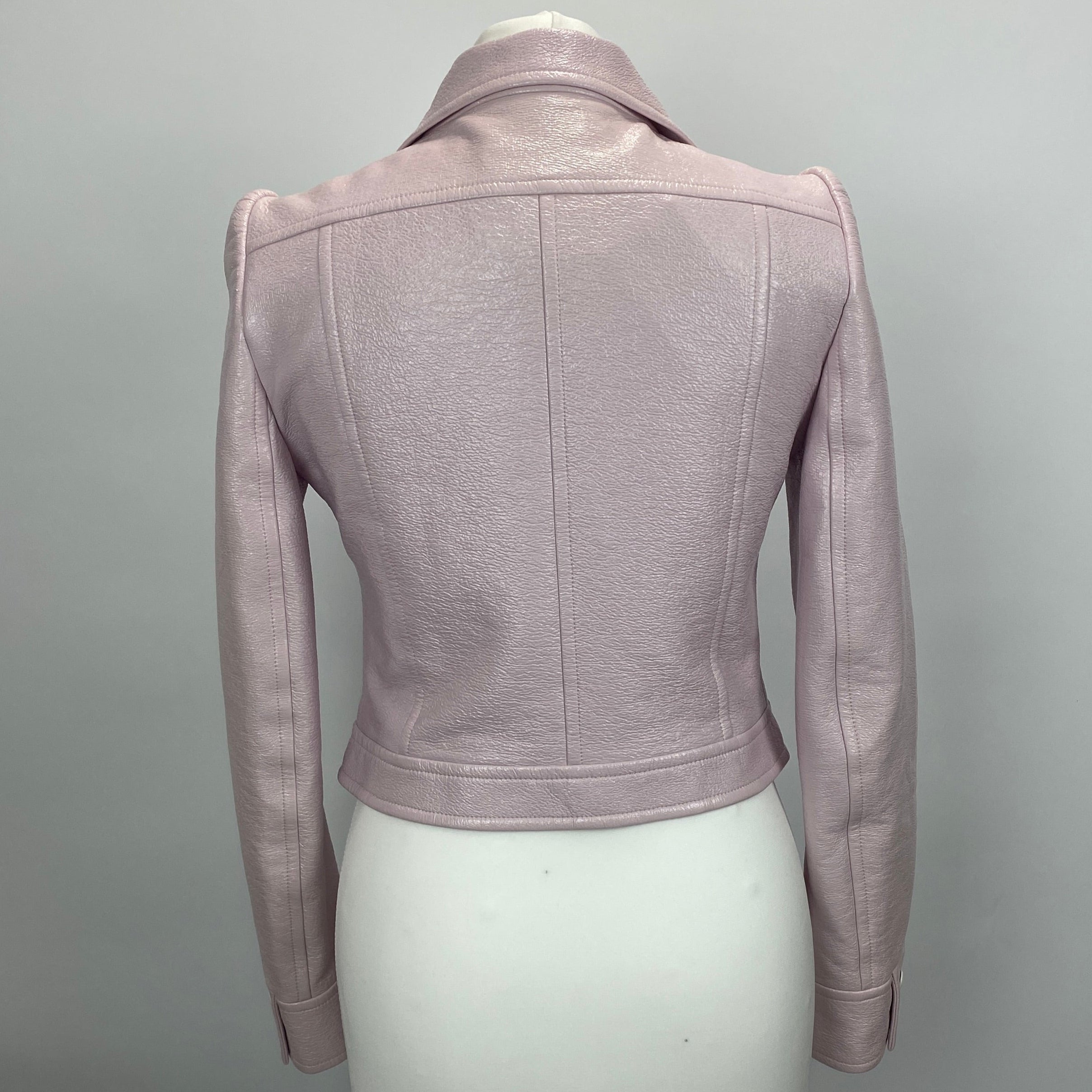 Courreges New £1000 Pale Pink Wet Look Bomber Jacket S