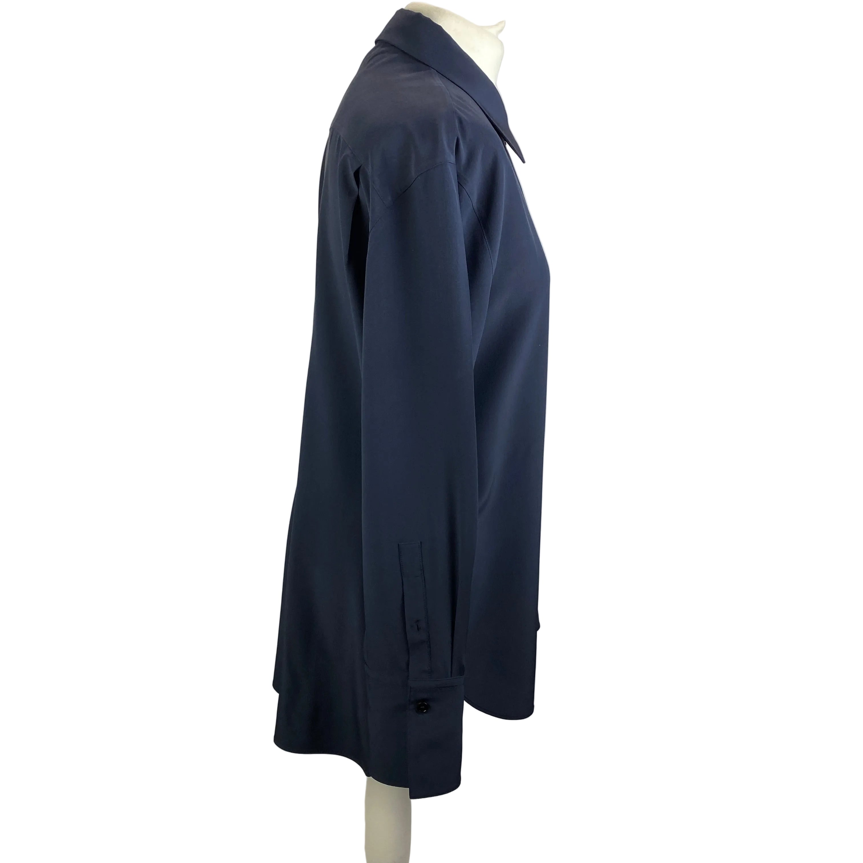 Joseph New £425 Navy Silk Longline Joe Shirt L