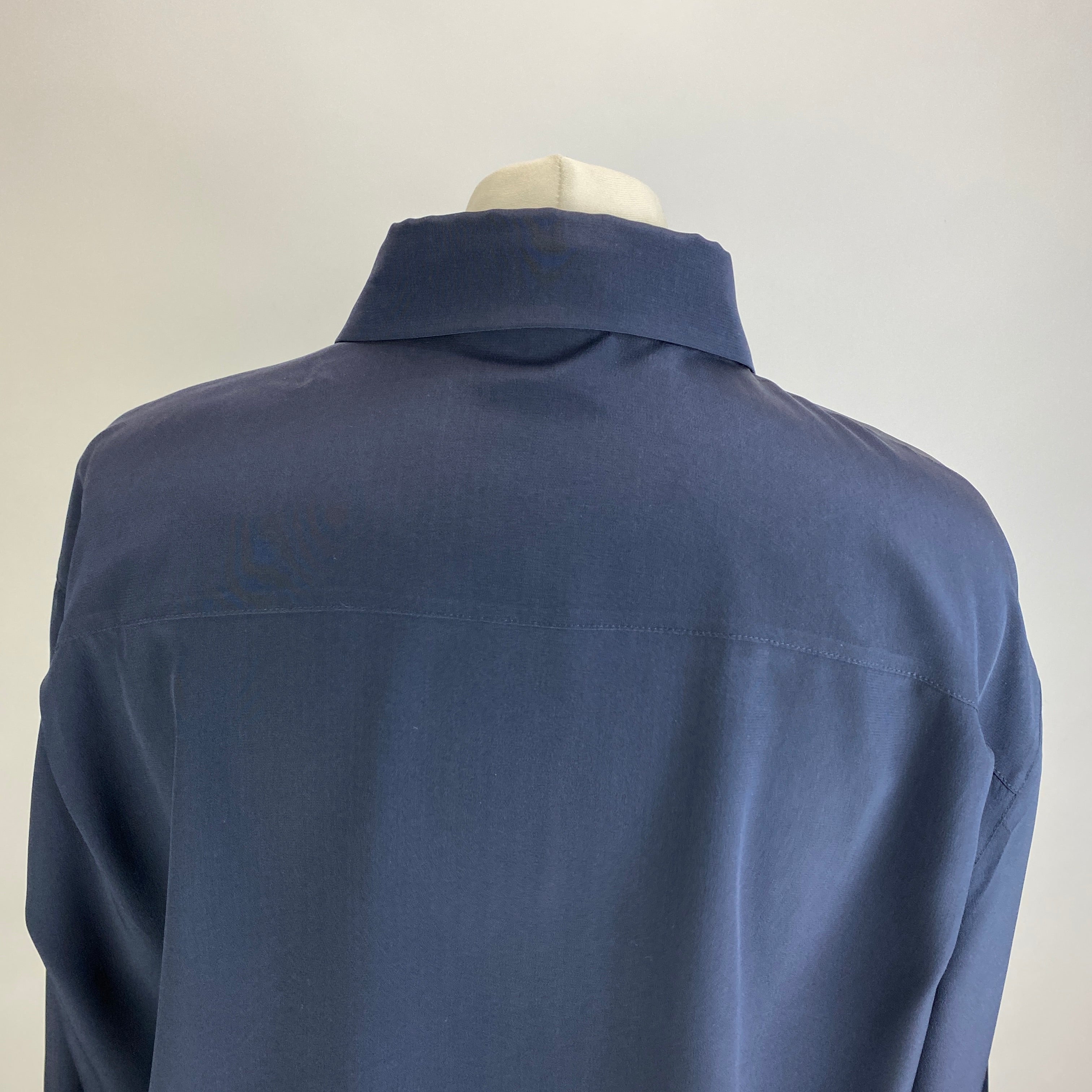 Joseph New £425 Navy Silk Longline Joe Shirt L