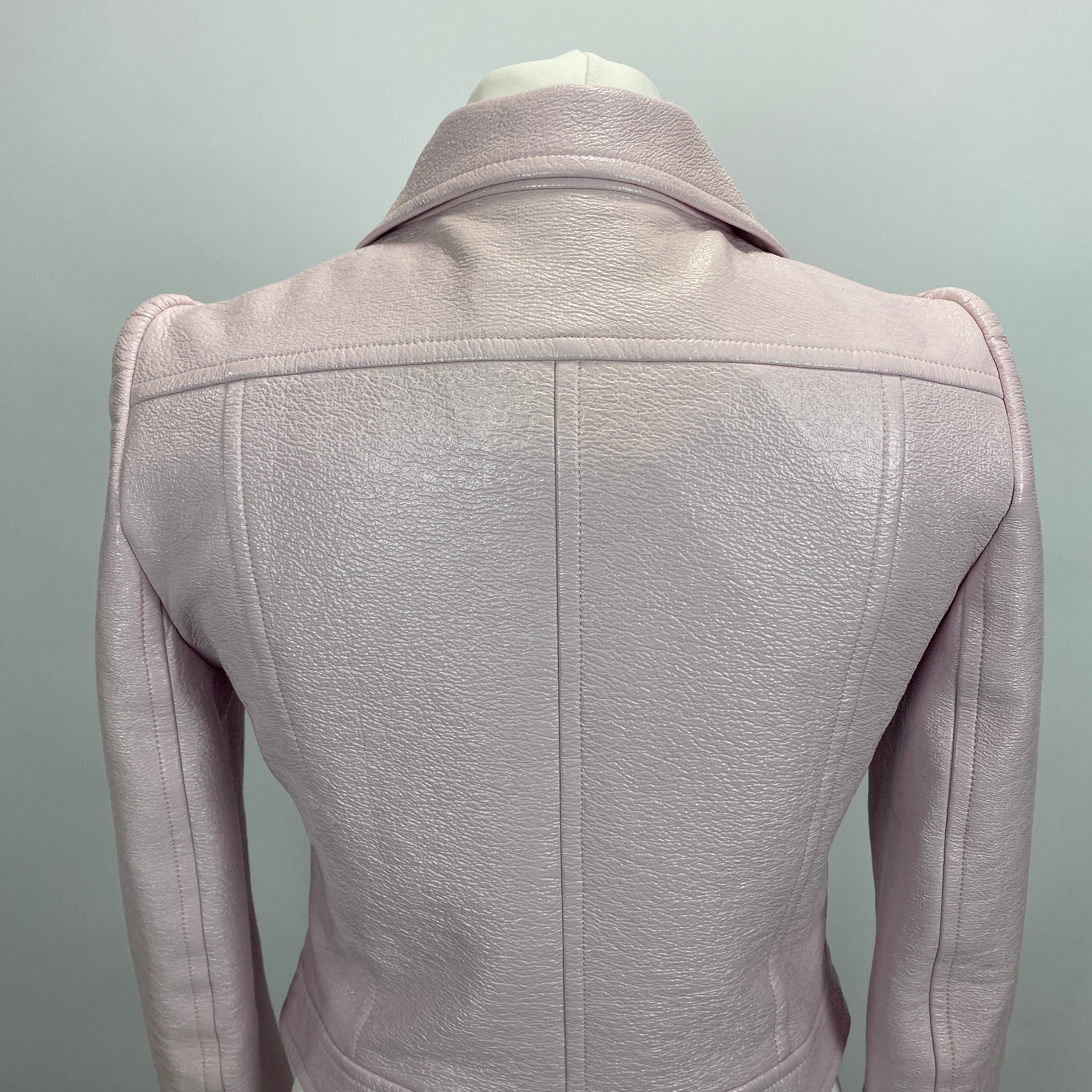 Courreges New £1000 Pale Pink Wet Look Bomber Jacket S