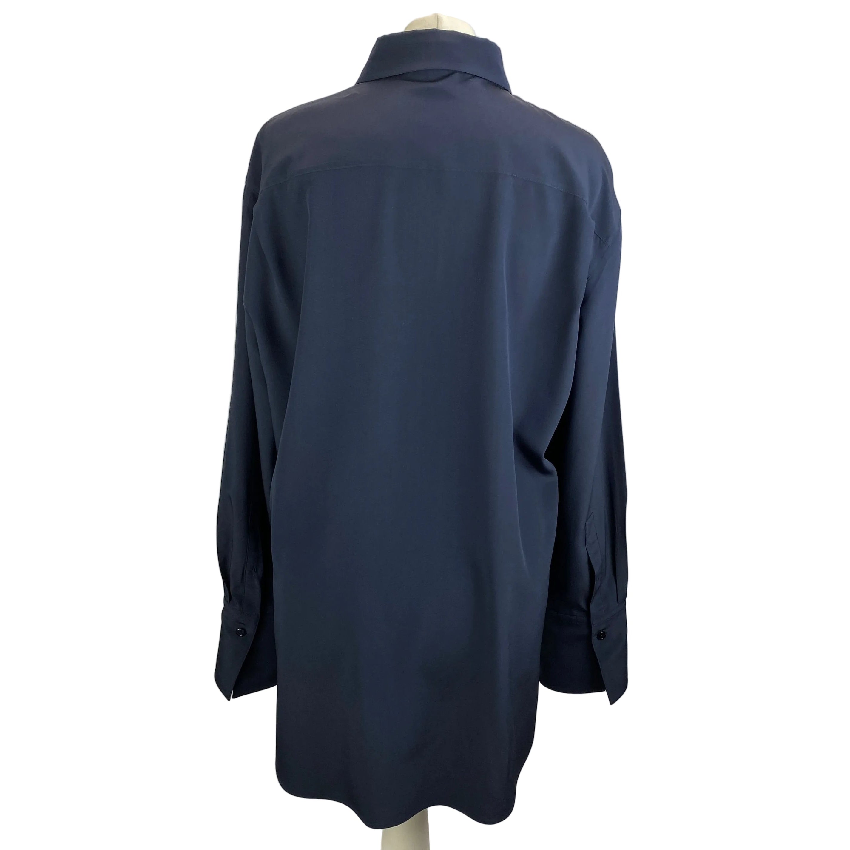 Joseph New £425 Navy Silk Longline Joe Shirt L