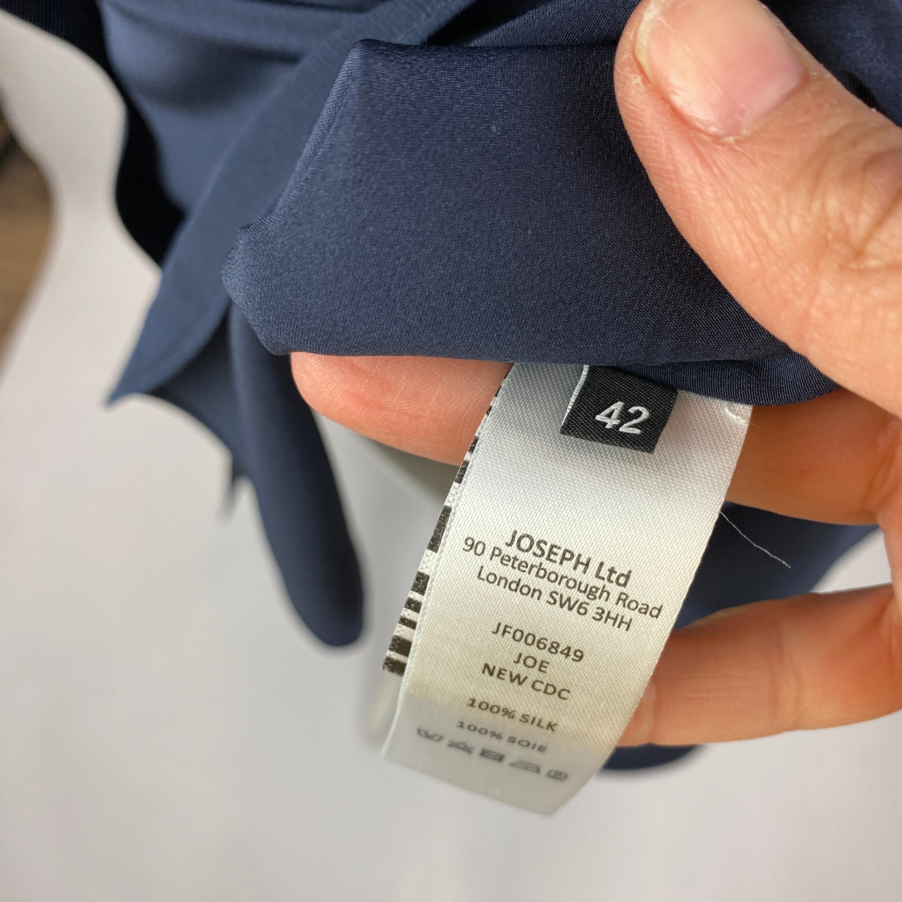 Joseph New £425 Navy Silk Longline Joe Shirt L