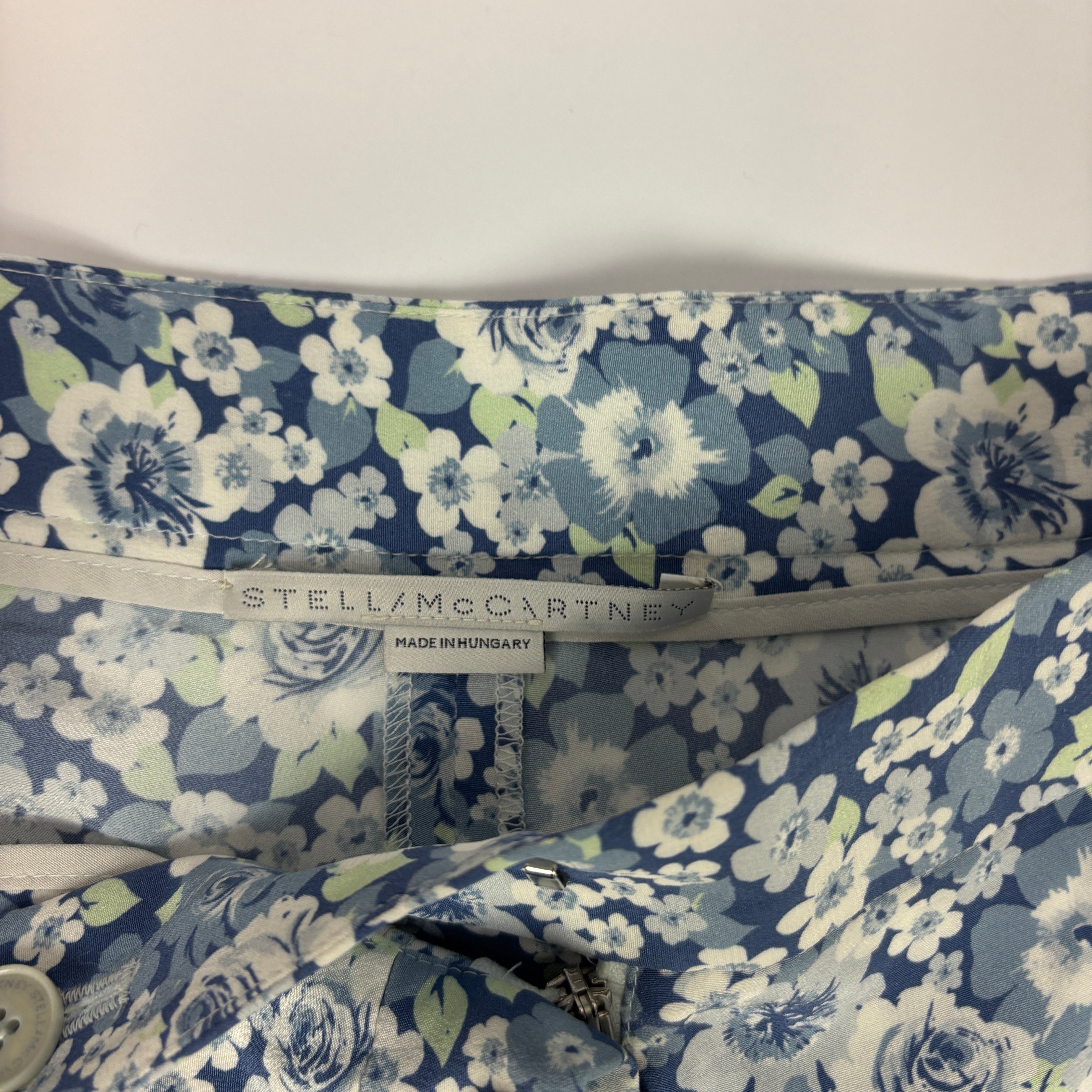 Stella McCartney Blue Floral Silk Crepe Culottes M