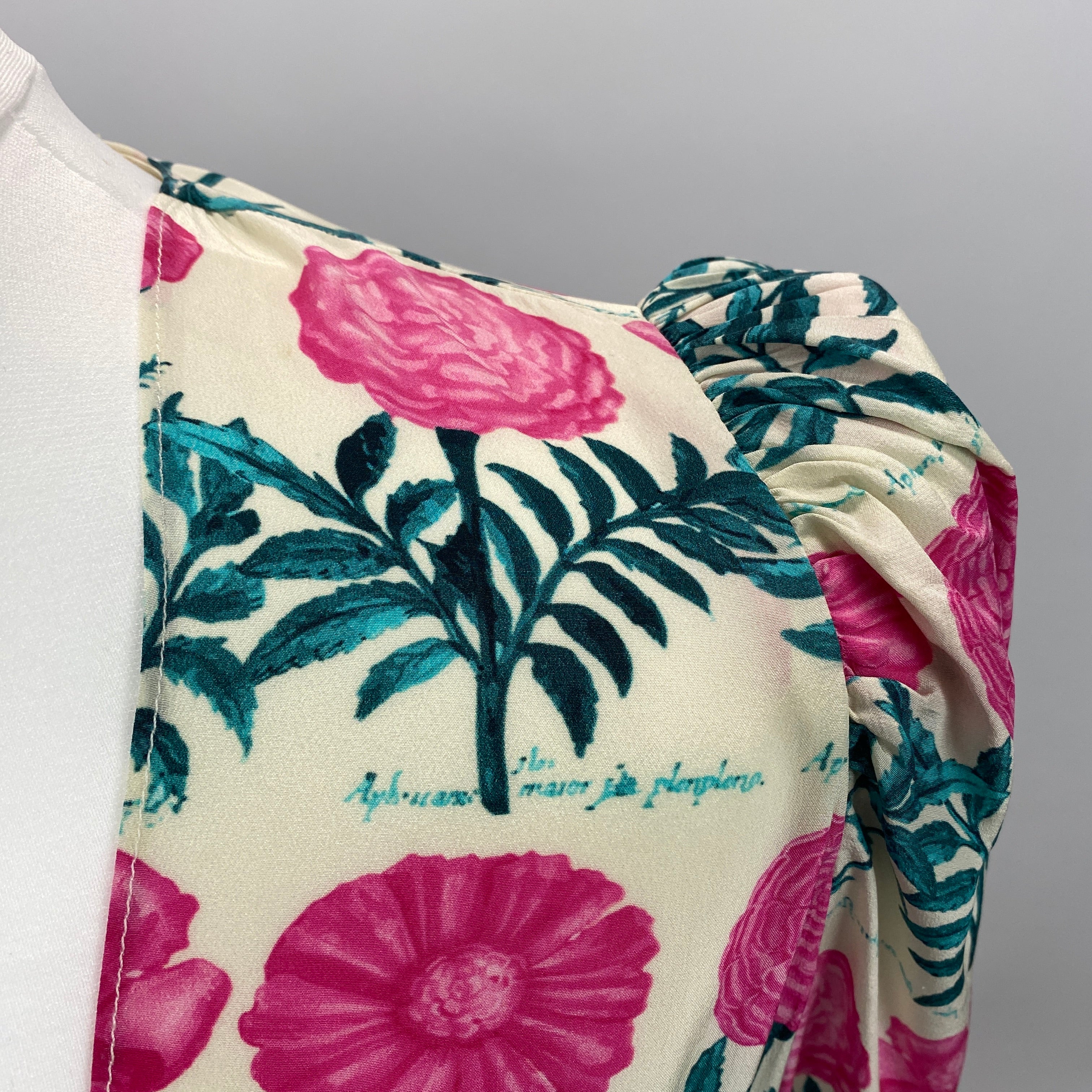 Adriana Degreas £620 Pink & Teal Floral Silk Maxi Dress XS/S