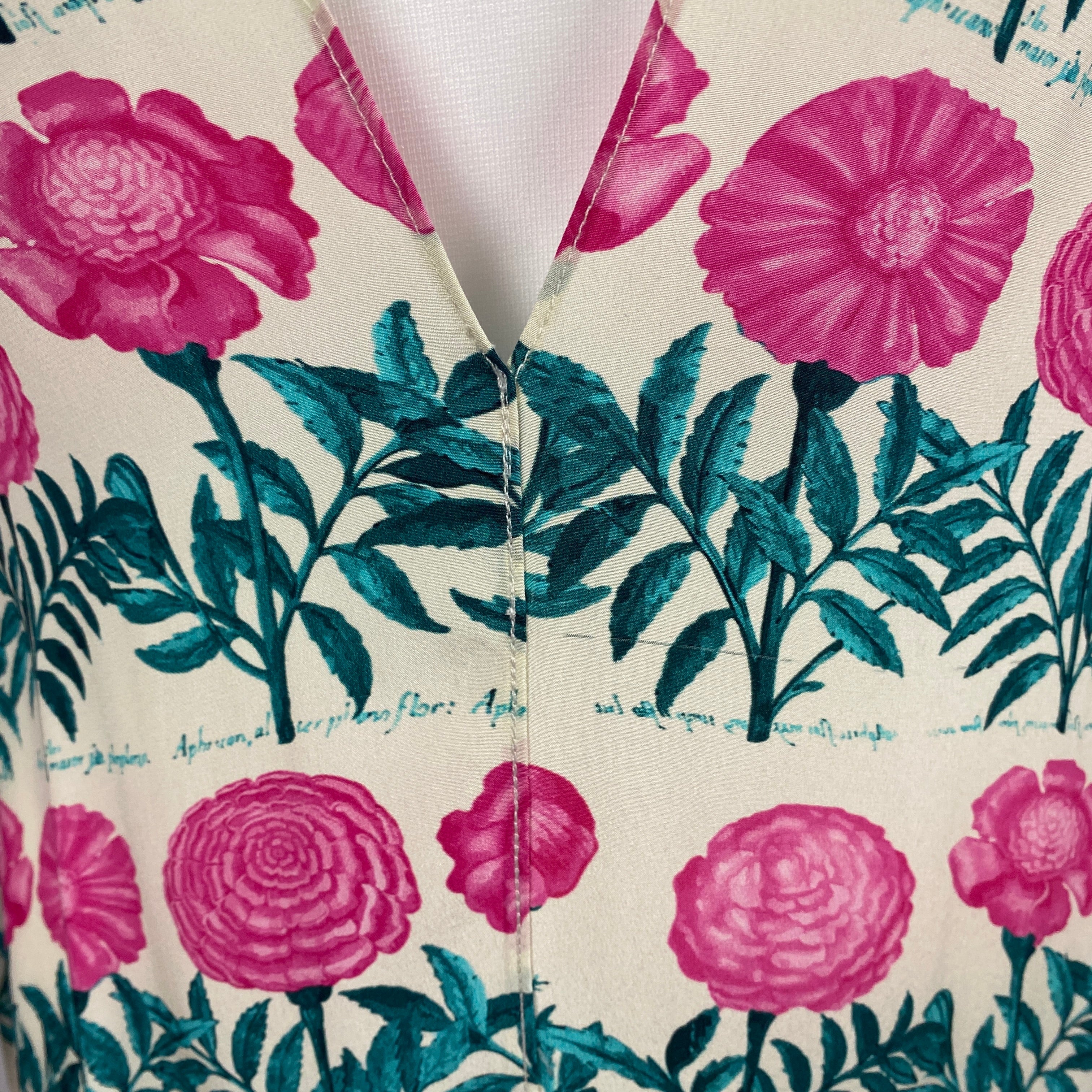 Adriana Degreas £620 Pink & Teal Floral Silk Maxi Dress XS/S