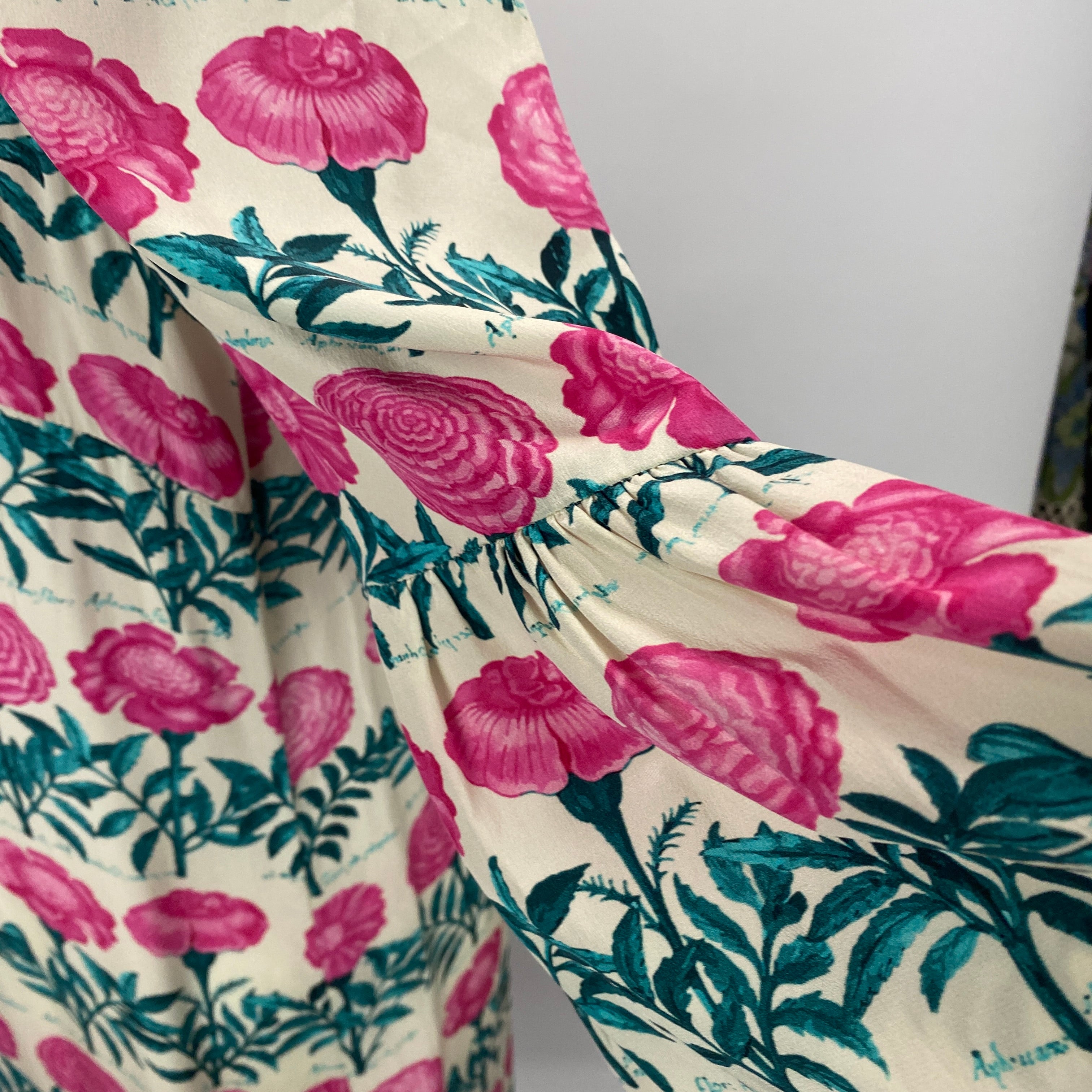 Adriana Degreas £620 Pink & Teal Floral Silk Maxi Dress XS/S