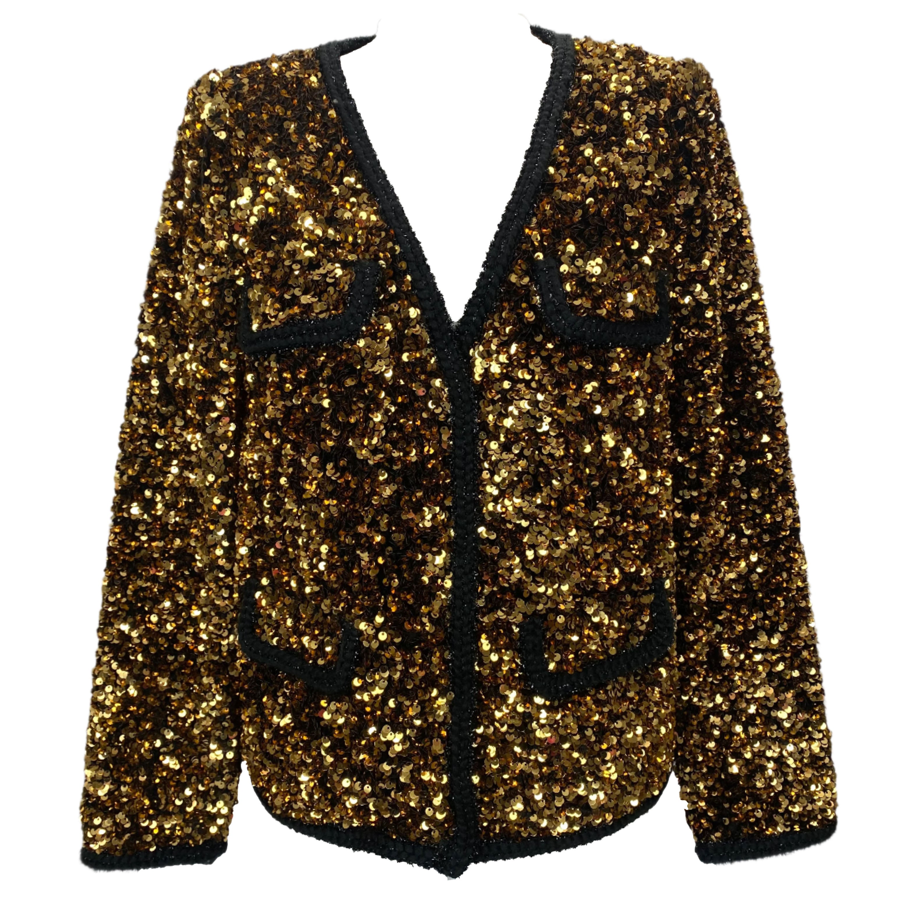 Self-Portrait Brand New £592 Gold Sequin Jacket XS