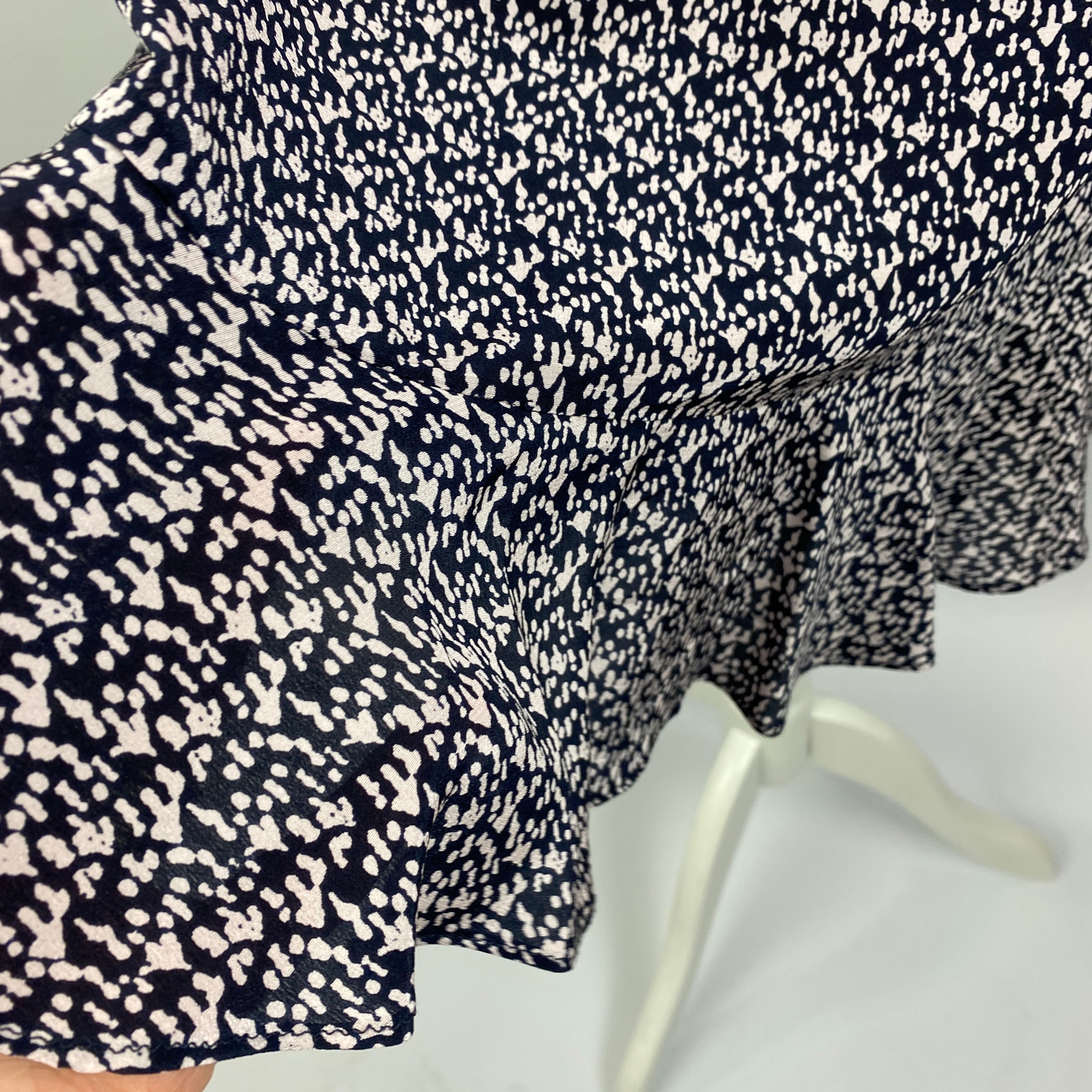 Rebecca Taylor Navy & Lilac Silk Shirred Midi Dress XS