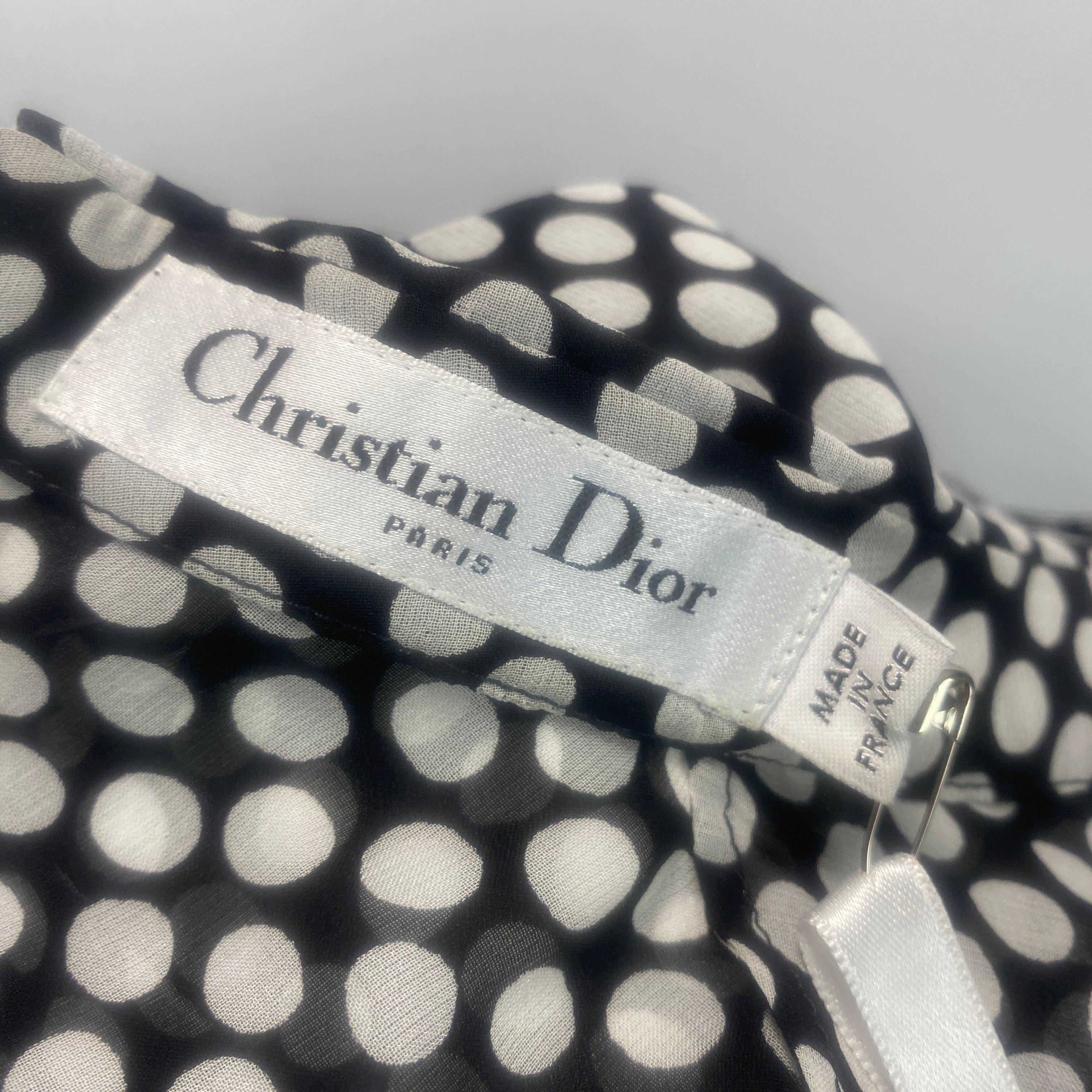 Christian Dior New £4000 Monochrome Polka Dot Silk Maxi Dress S