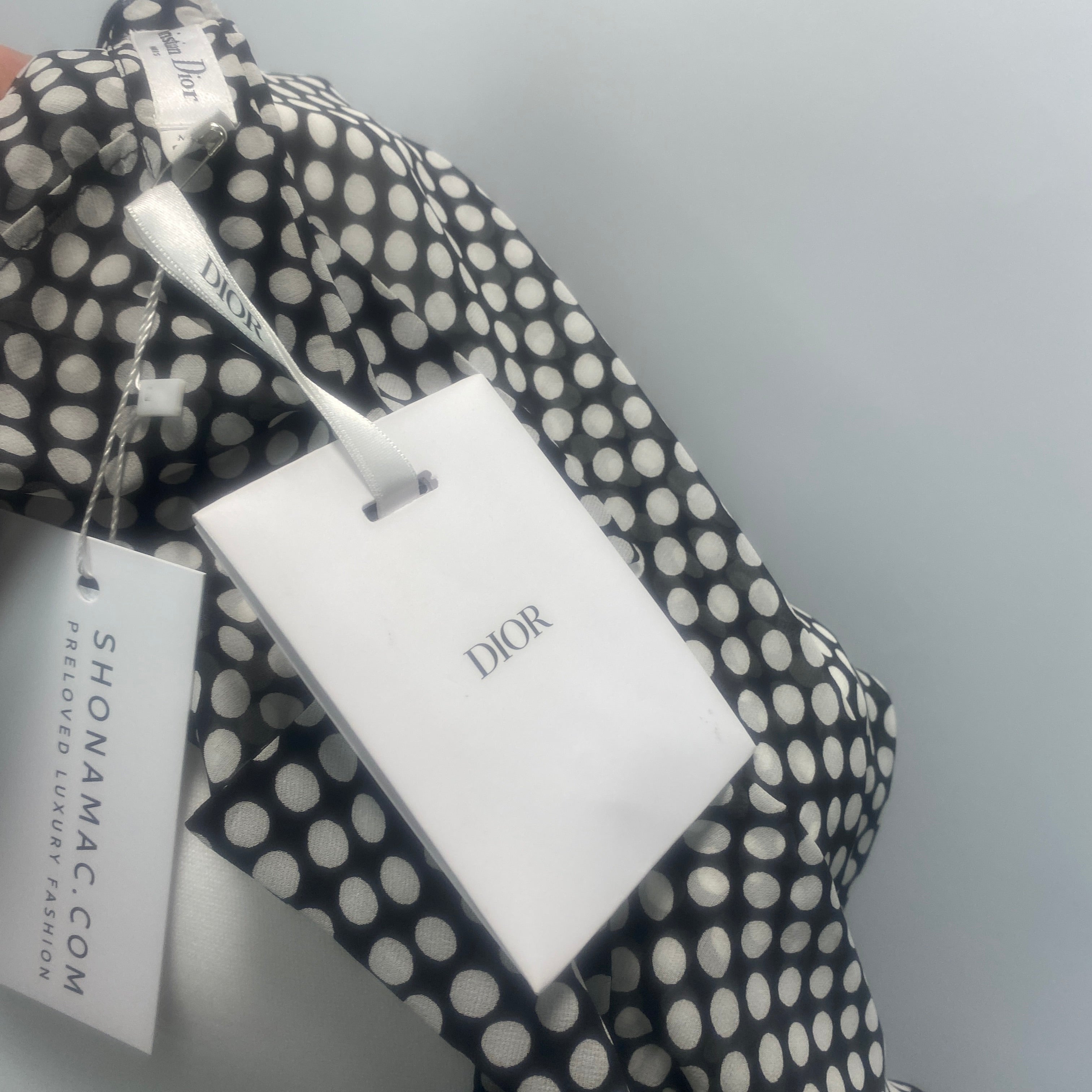 Christian Dior New £4000 Monochrome Polka Dot Silk Maxi Dress S