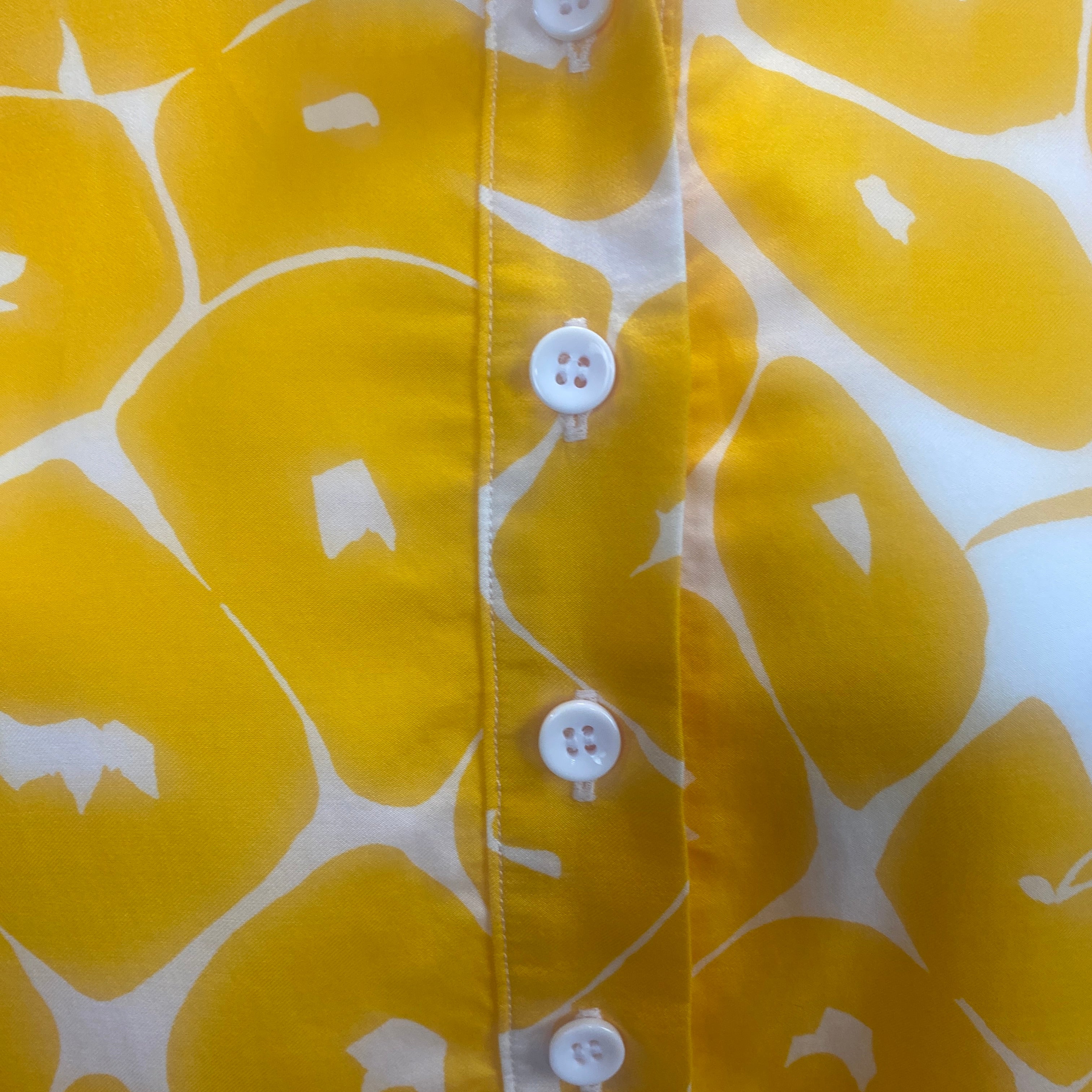 Eres £1130 Yellow Pineapple Print Cotton & Silk Tunic Dress M