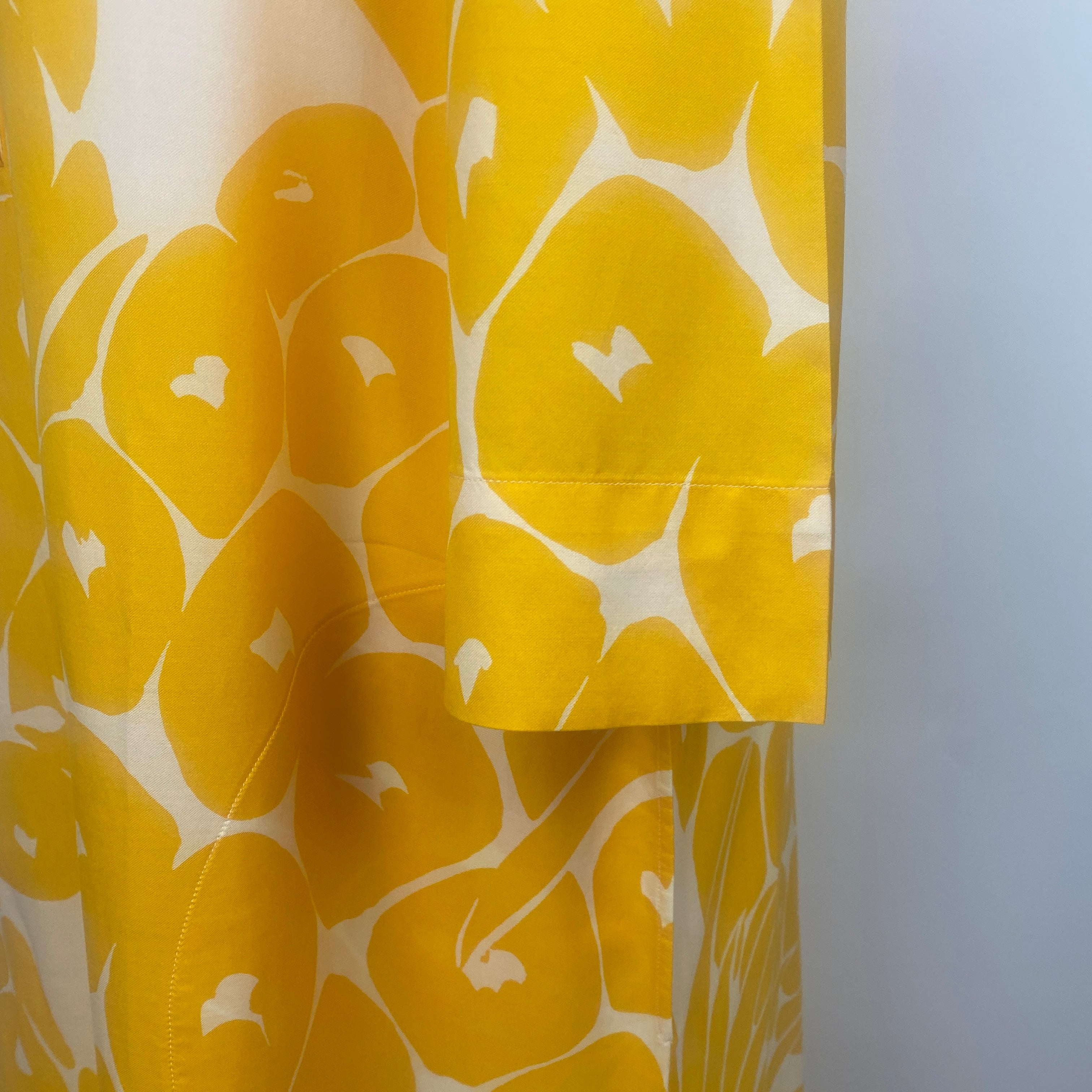 Eres £1130 Yellow Pineapple Print Cotton & Silk Tunic Dress M