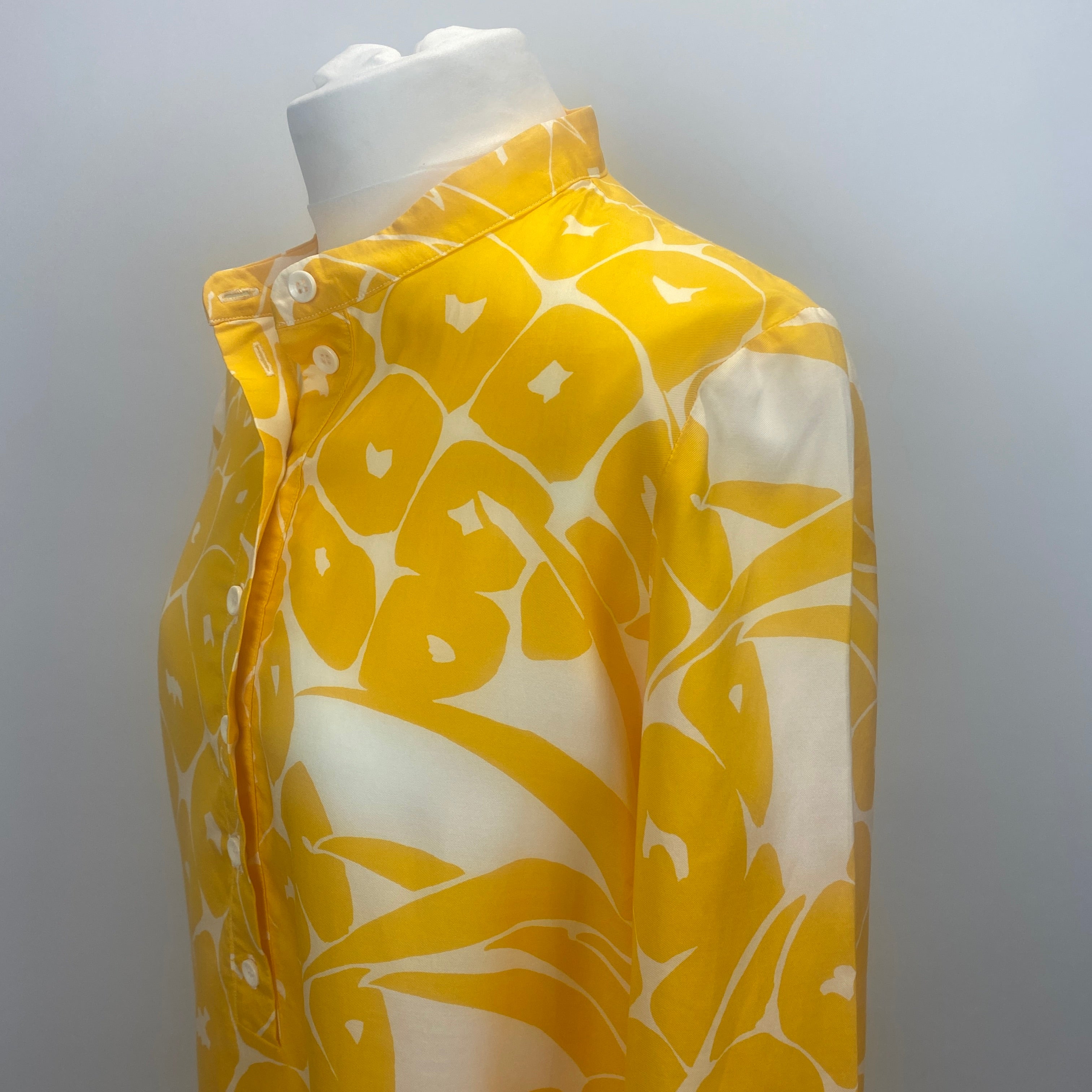 Eres £1130 Yellow Pineapple Print Cotton & Silk Tunic Dress M