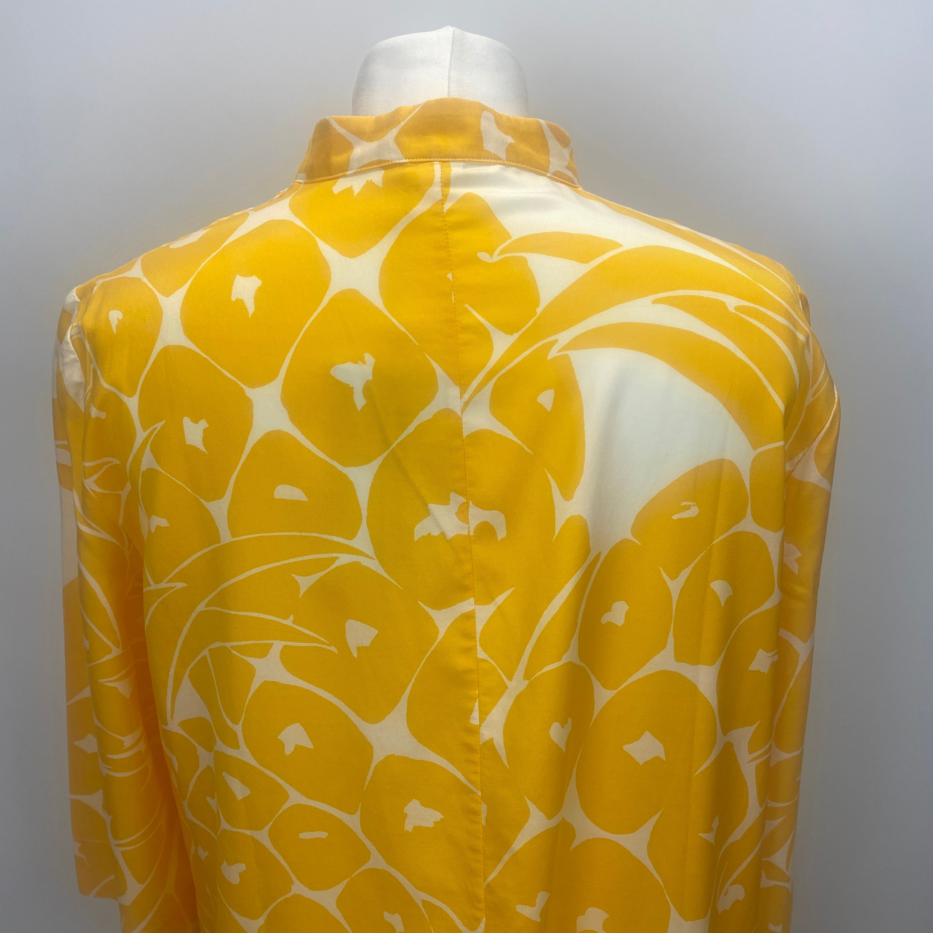 Eres £1130 Yellow Pineapple Print Cotton & Silk Tunic Dress M