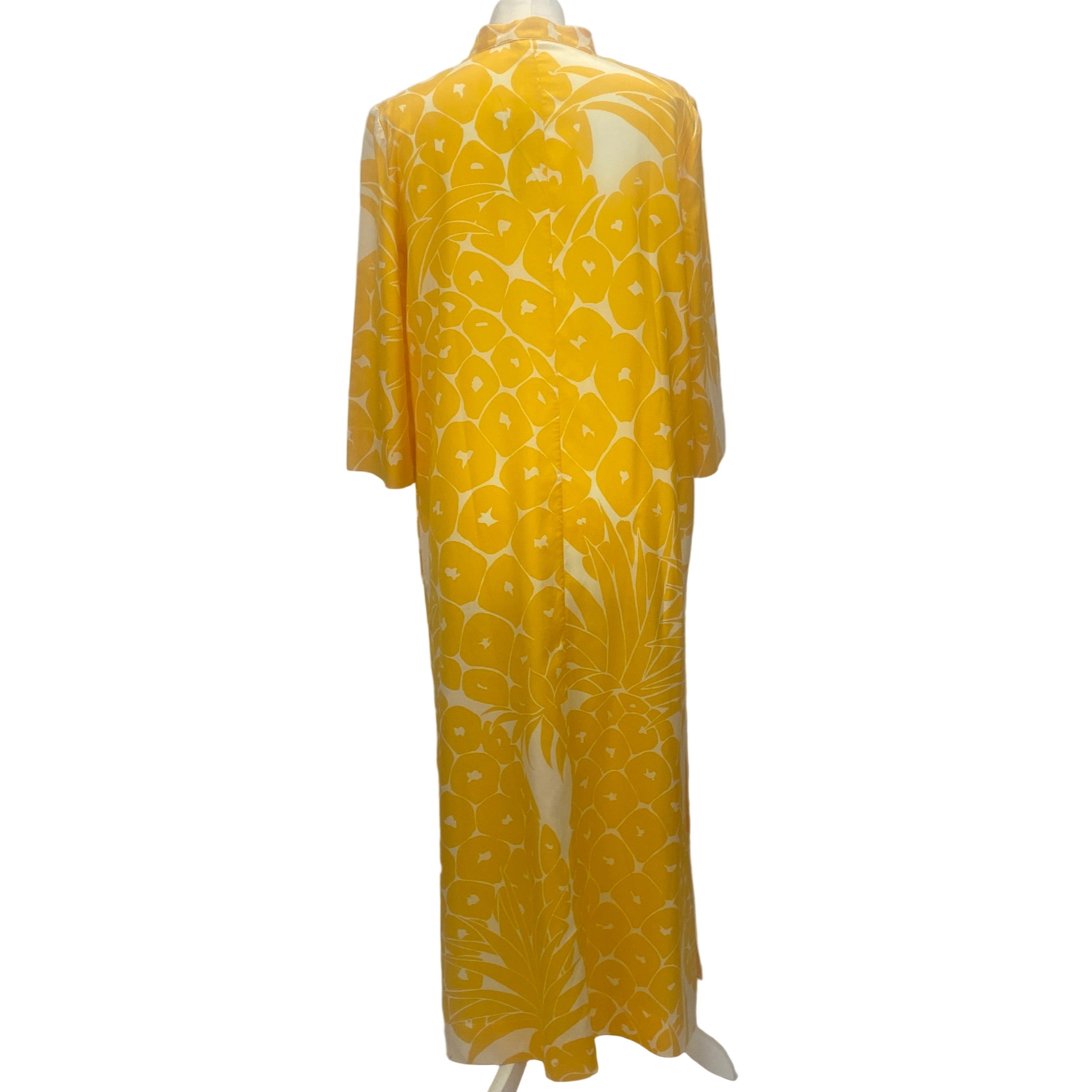 Eres £1130 Yellow Pineapple Print Cotton & Silk Tunic Dress M