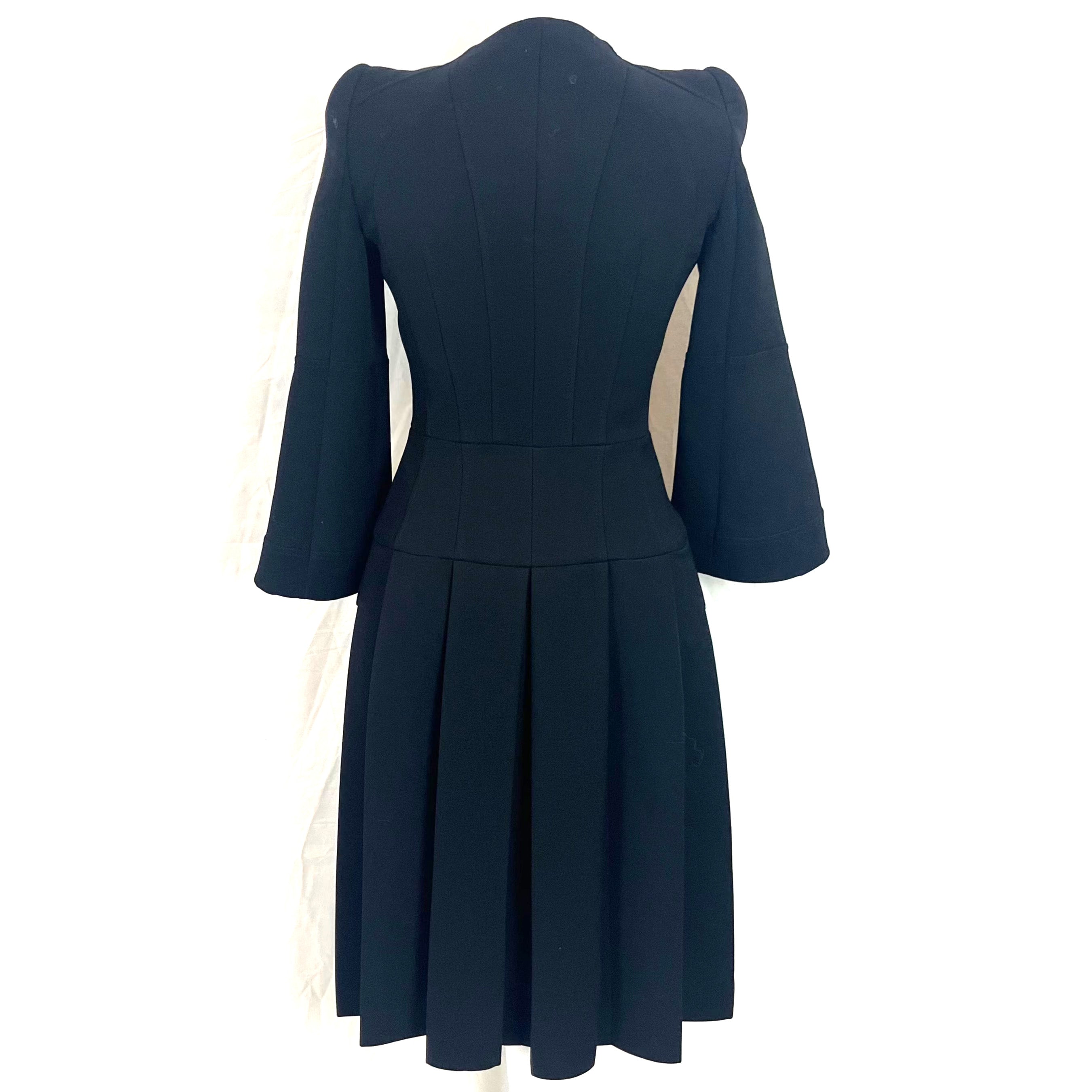 Alexander McQueen Black Wool & Silk Frock Coat XXS