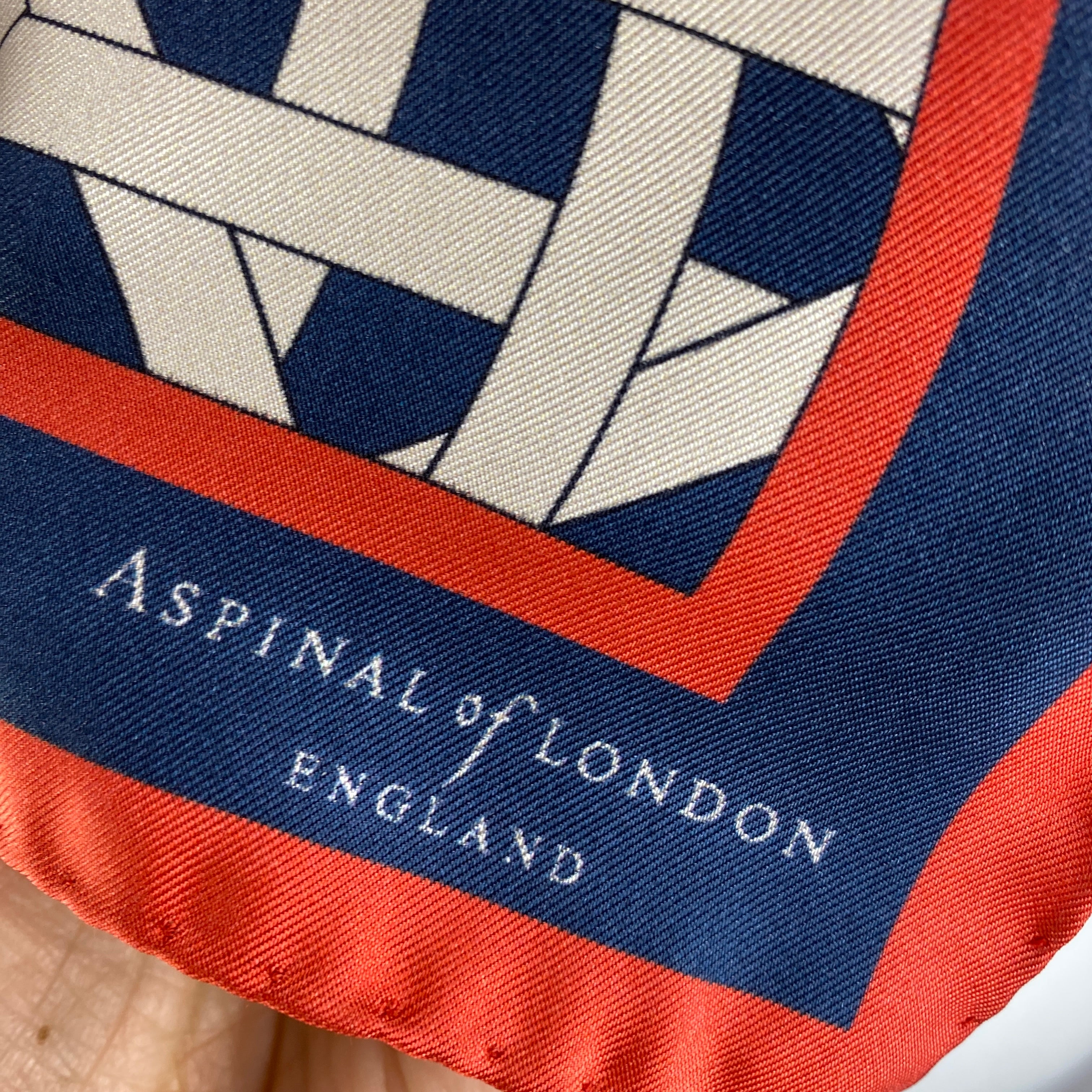Aspinal of London £165 Navy Basketweave Silk Scarf
