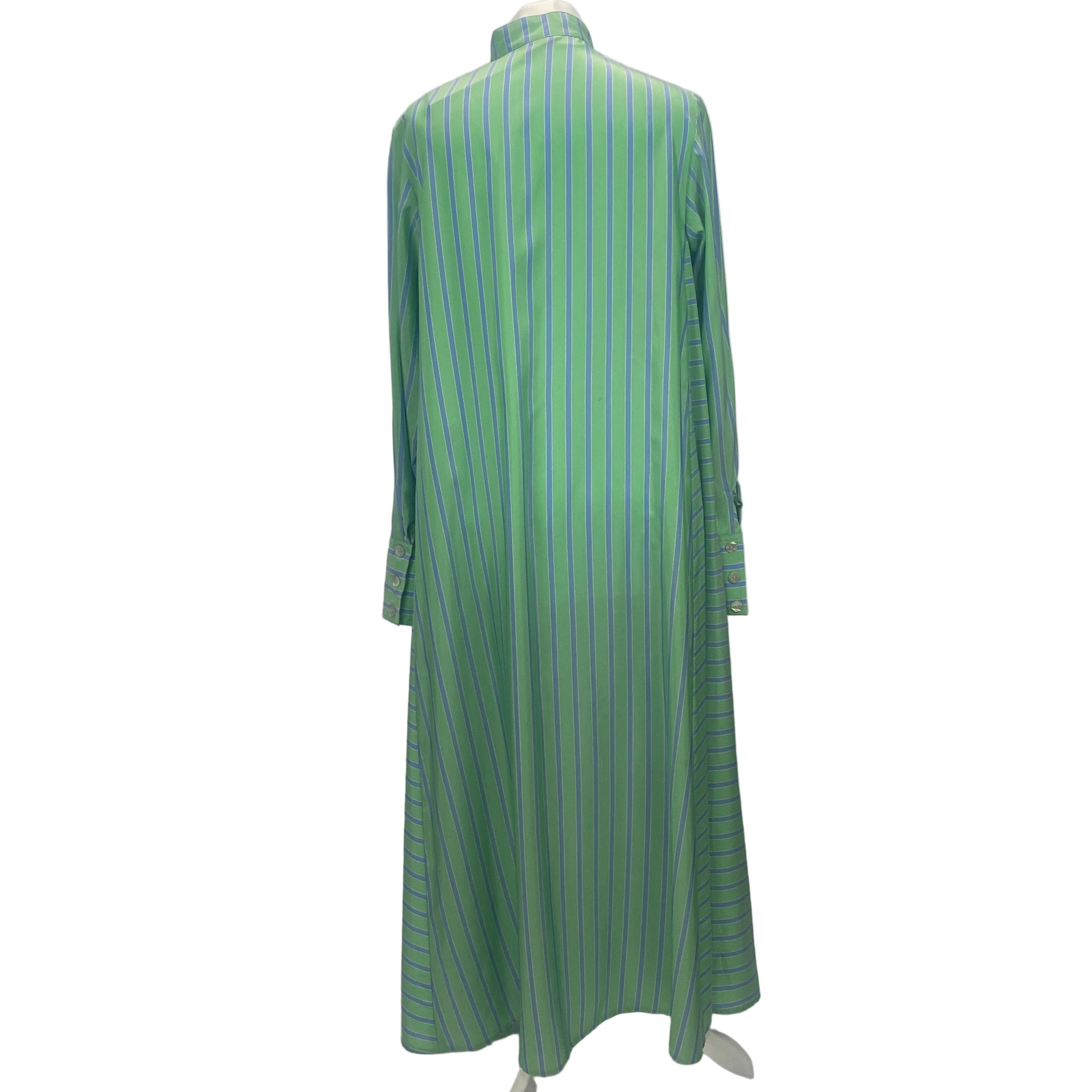 Thierry Colson £829 Lime & Blue Stripe Silk Alla Shirt Dress L