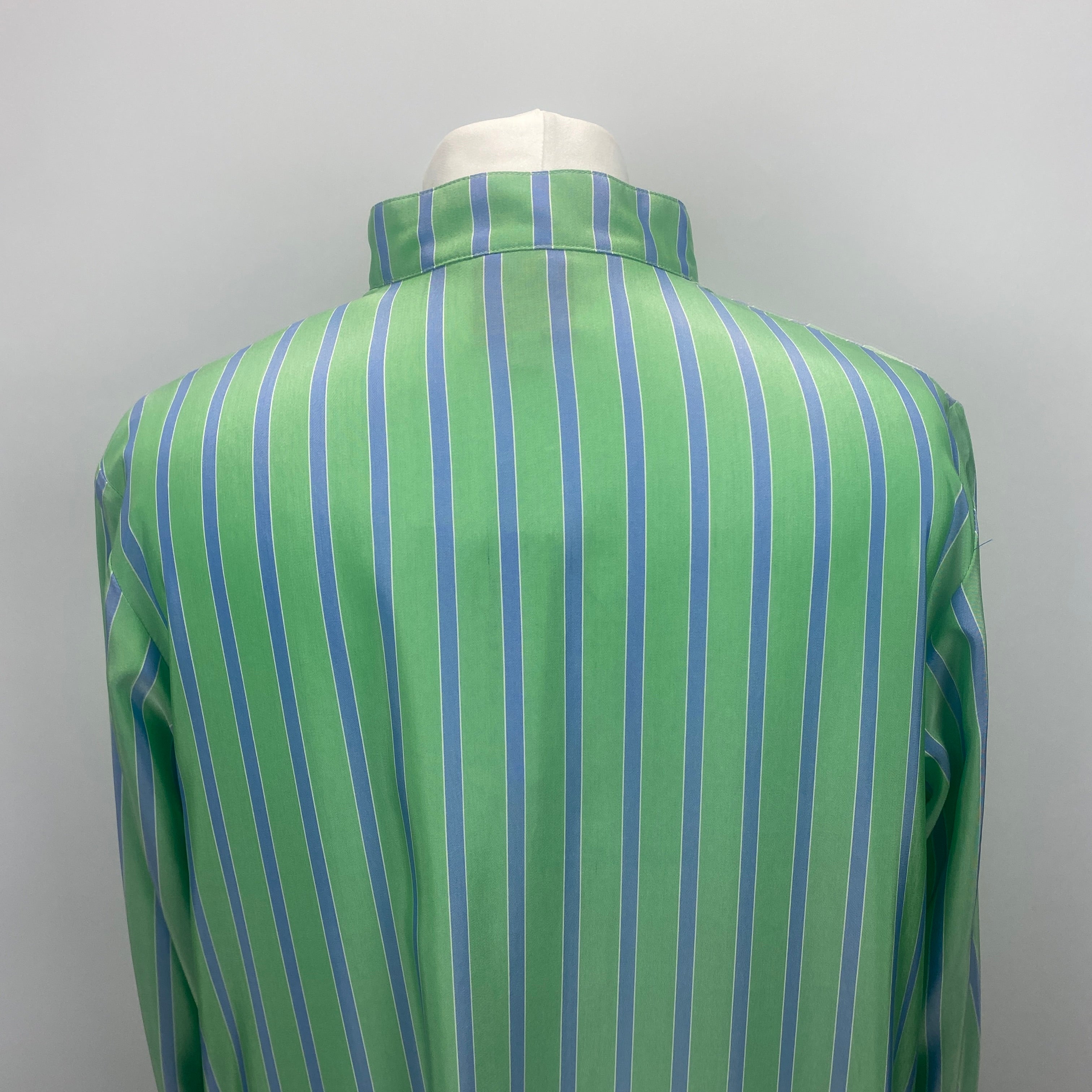 Thierry Colson £829 Lime & Blue Stripe Silk Alla Shirt Dress L