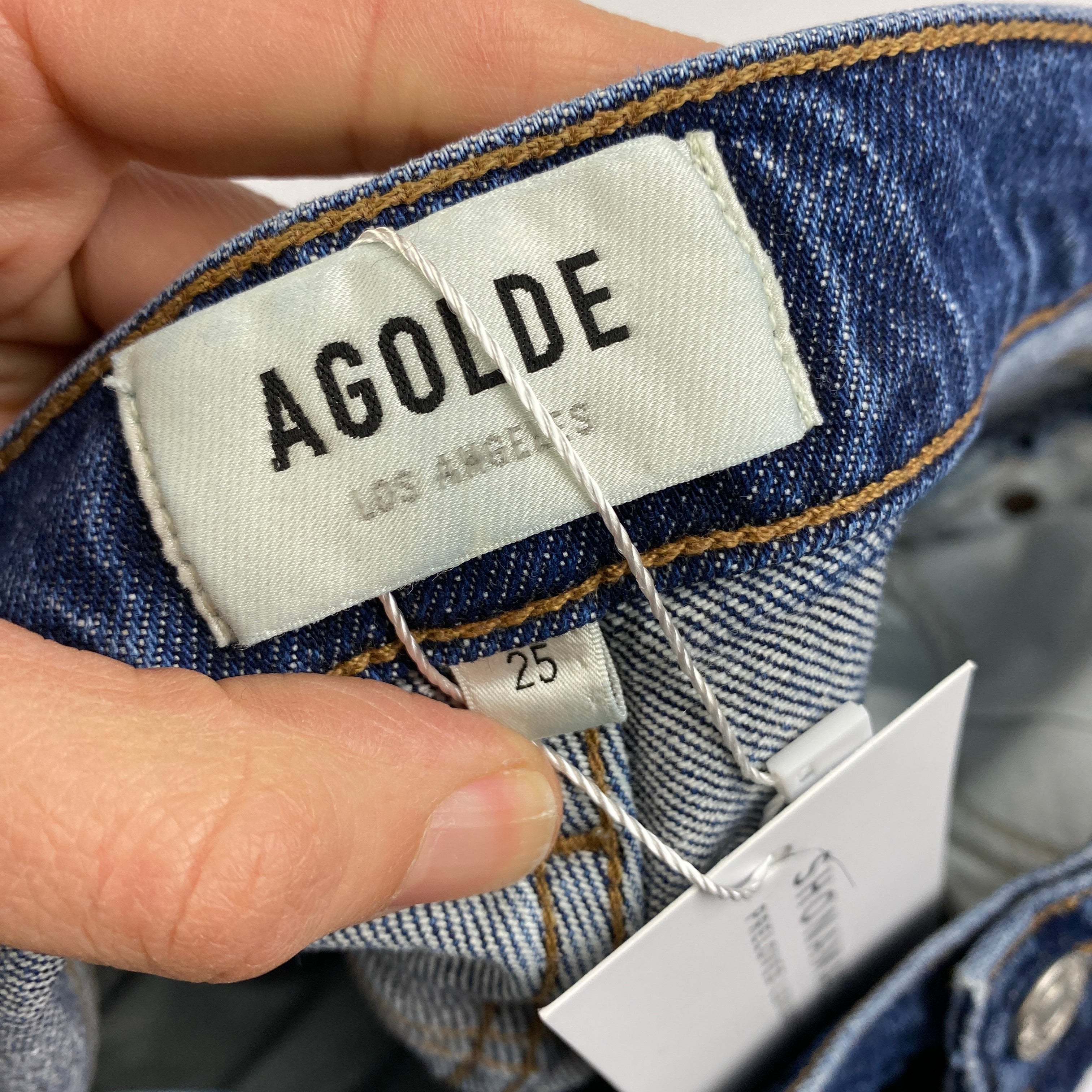 Agolde £300 Washed Denim Straight Leg Harper Jeans 25