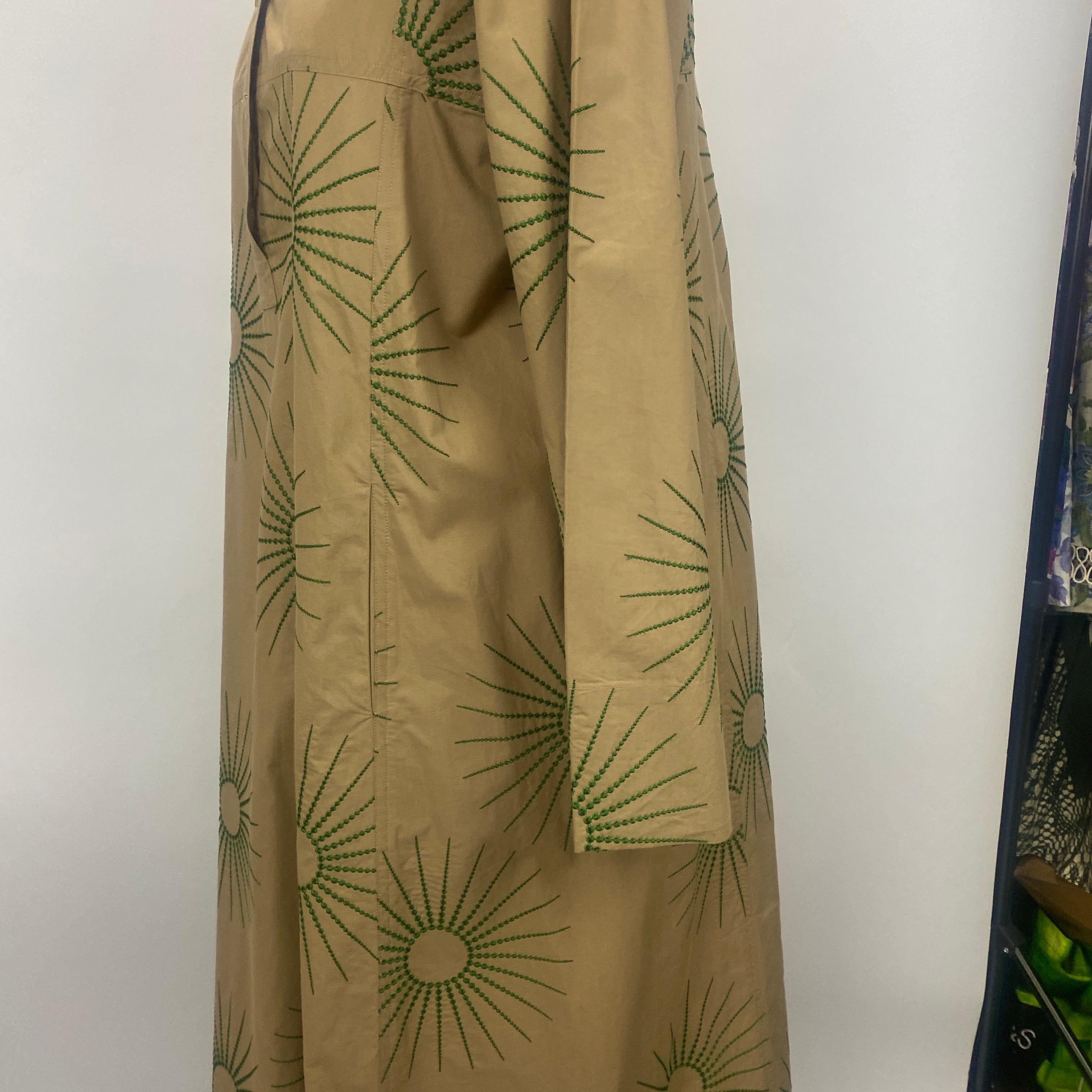 Dries Van Noten New Camel Cotton Embroidered Tunic Dress L/XL