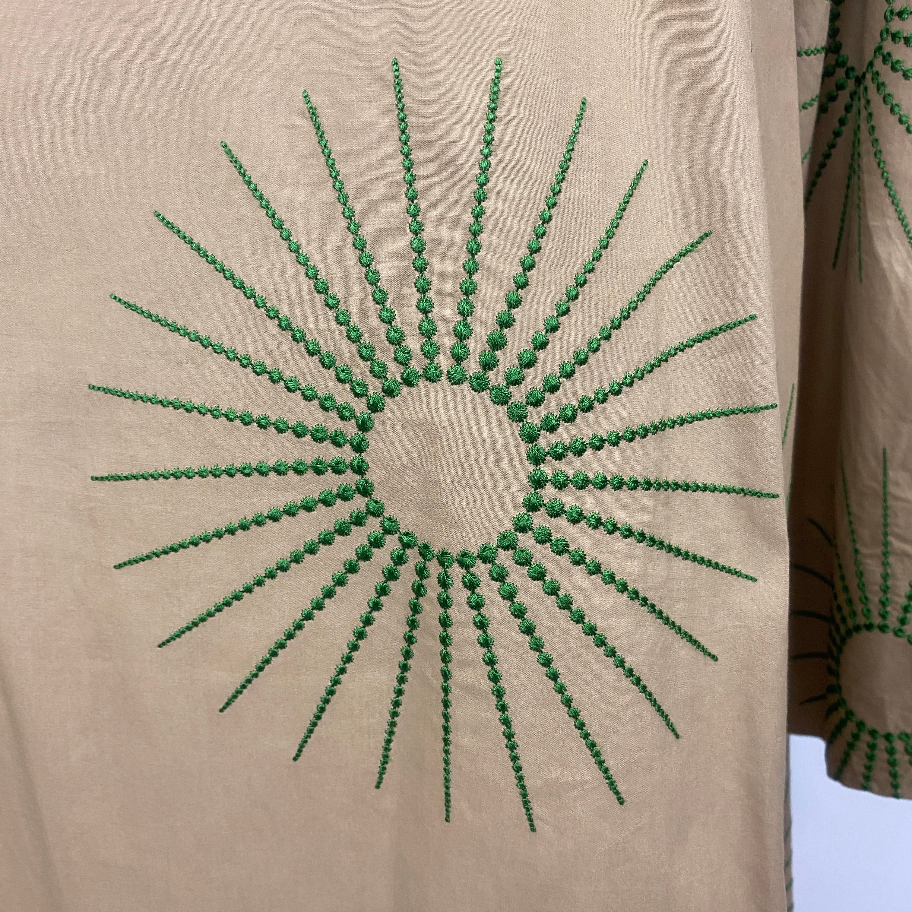 Dries Van Noten New Camel Cotton Embroidered Tunic Dress L/XL