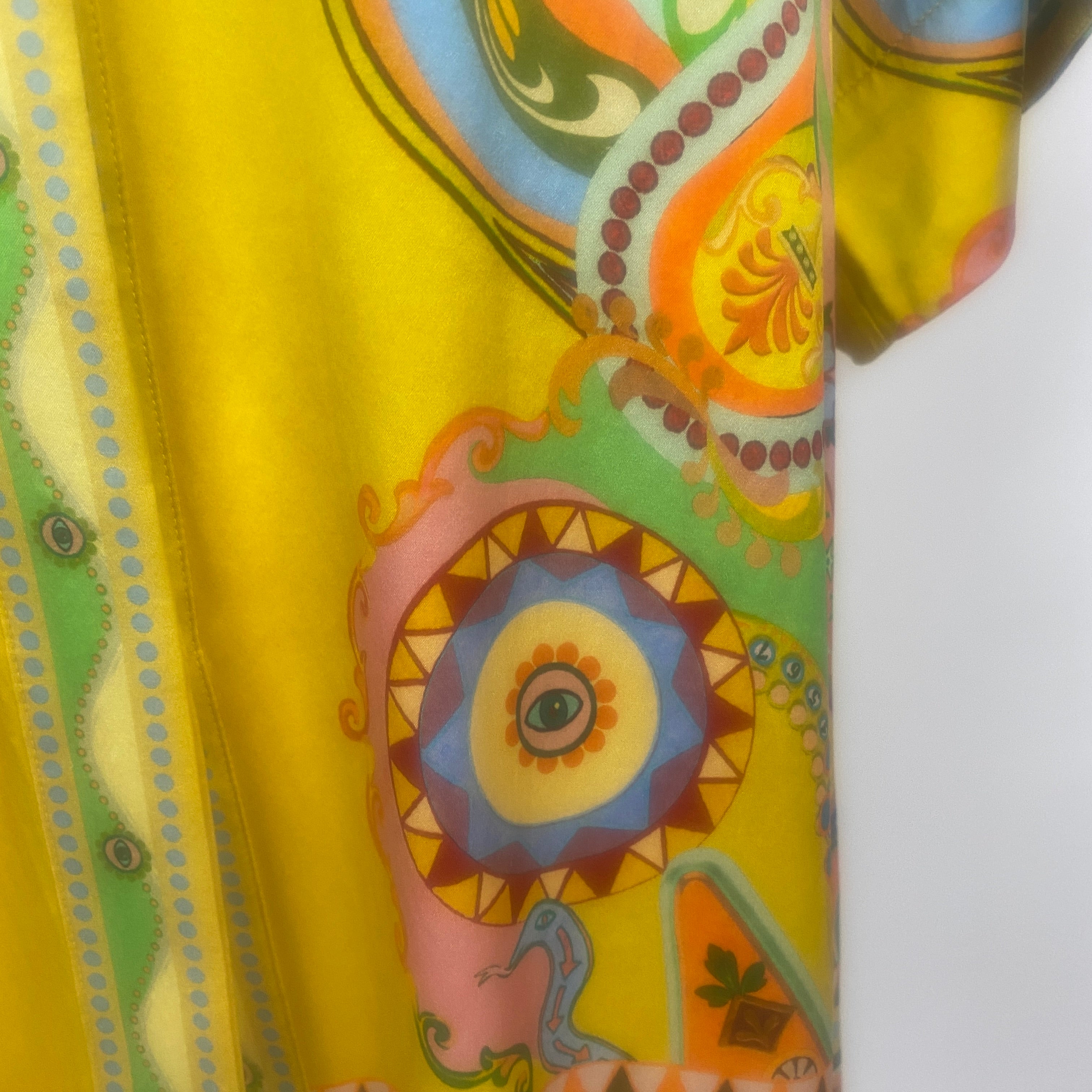 Alemais £525 Golden Yellow Pinball Print Silk Shirt XS/S