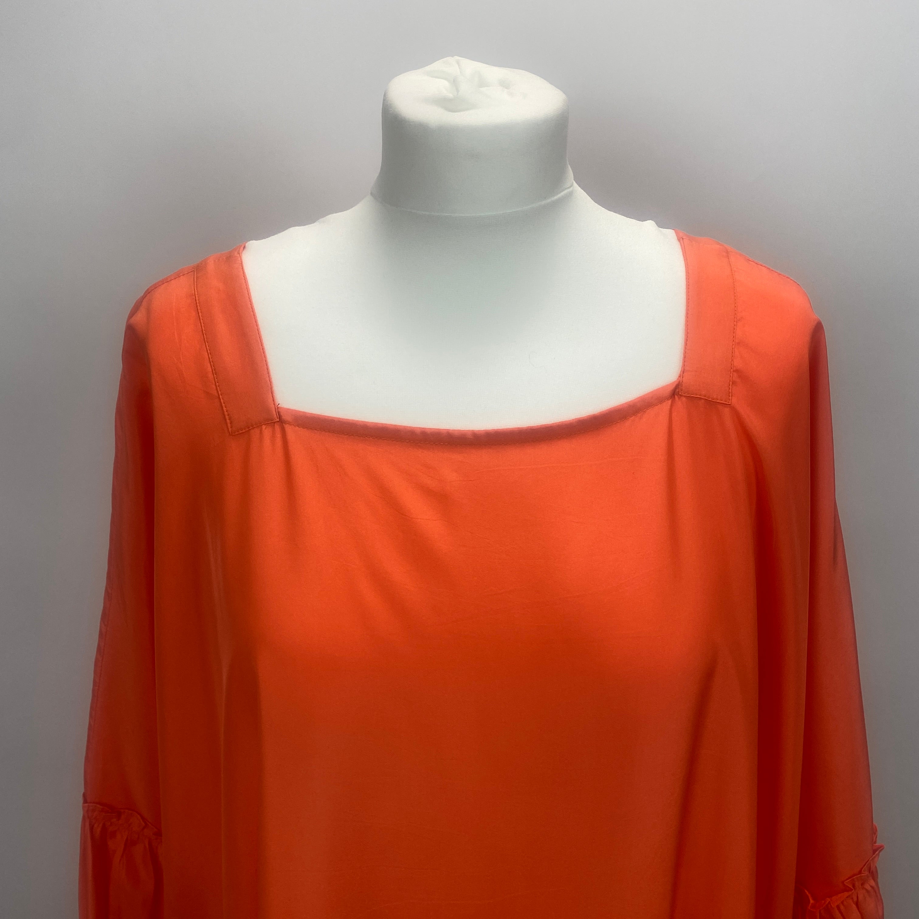 Anaak £670 Neon Orange Silk Habotai Maxi Dress O/S