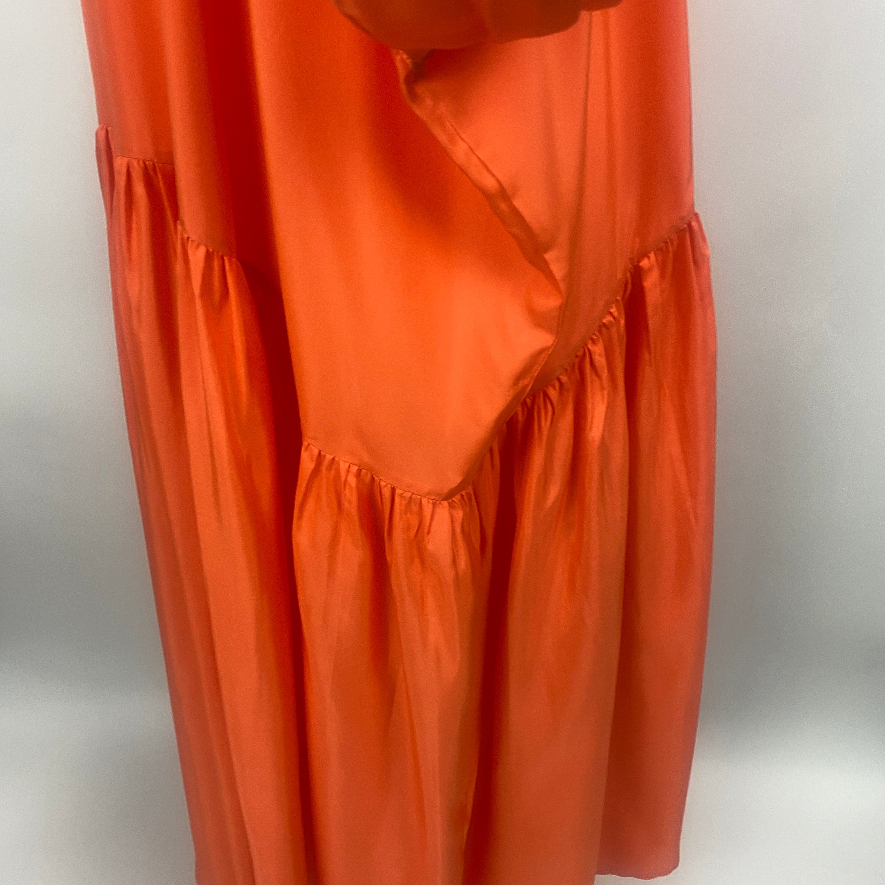 Anaak £670 Neon Orange Silk Habotai Maxi Dress O/S