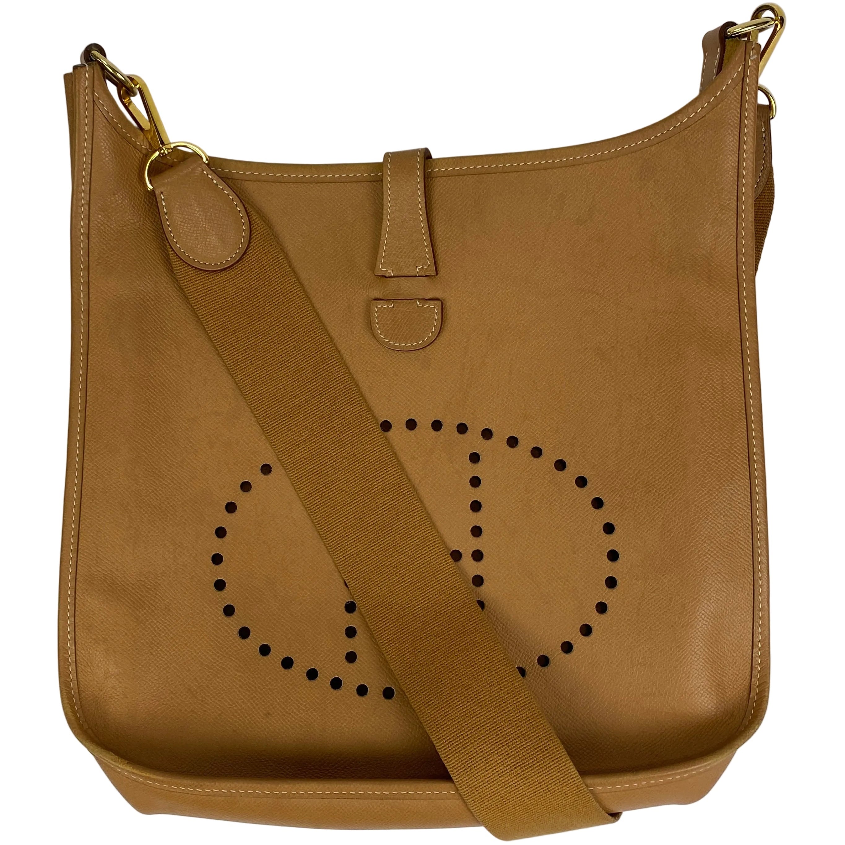 Hermes Evelyne 29 Gold Courchevel Leather Crossbody Bag