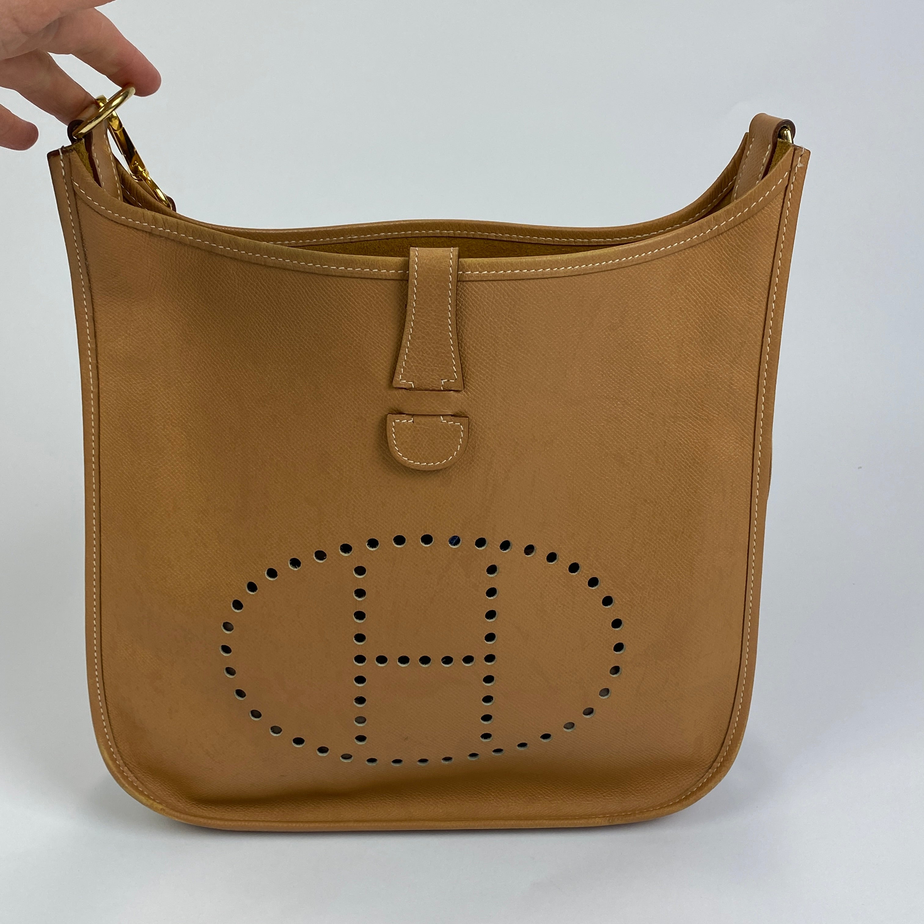 Hermes Evelyne 29 Gold Courchevel Leather Crossbody Bag
