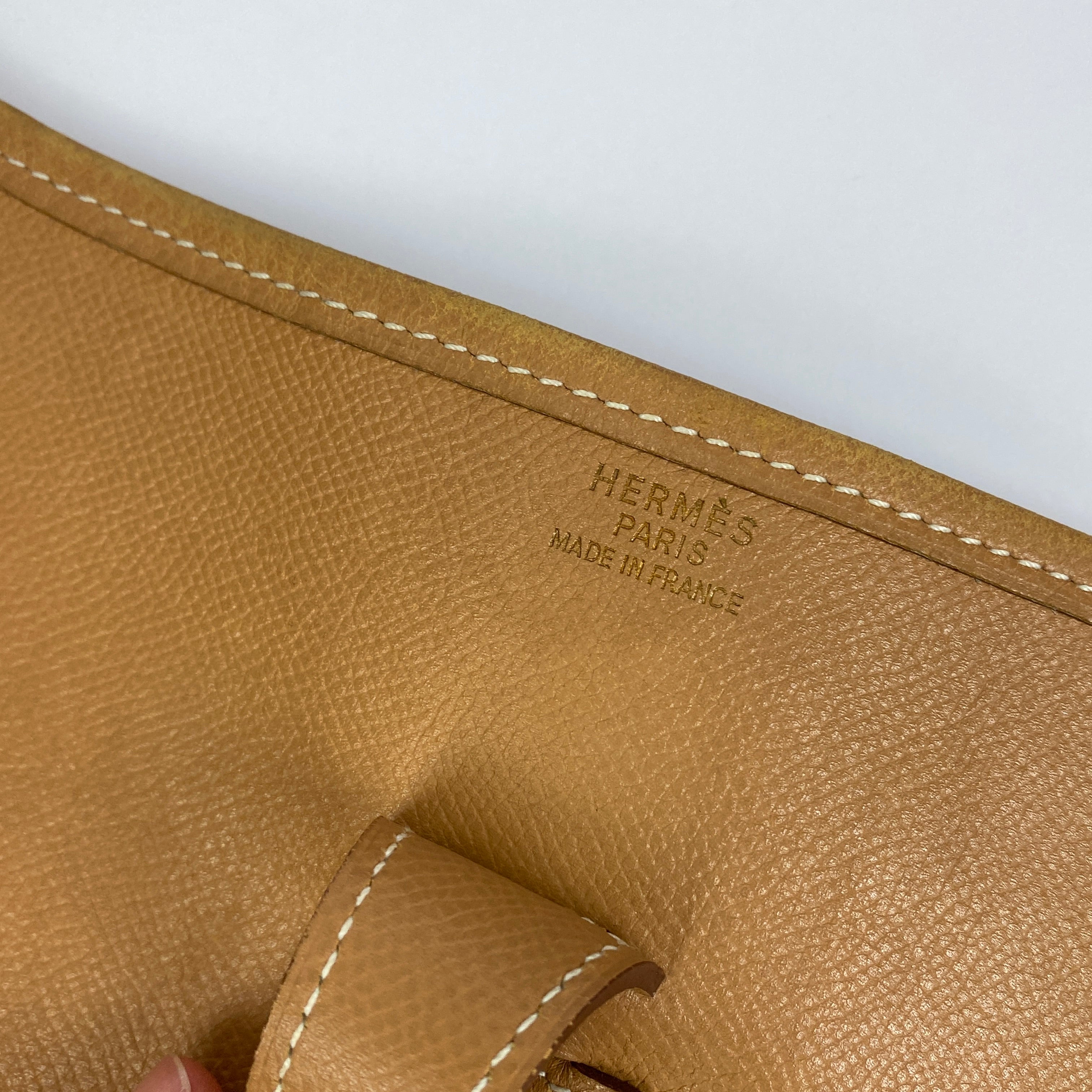 Hermes Evelyne 29 Gold Courchevel Leather Crossbody Bag