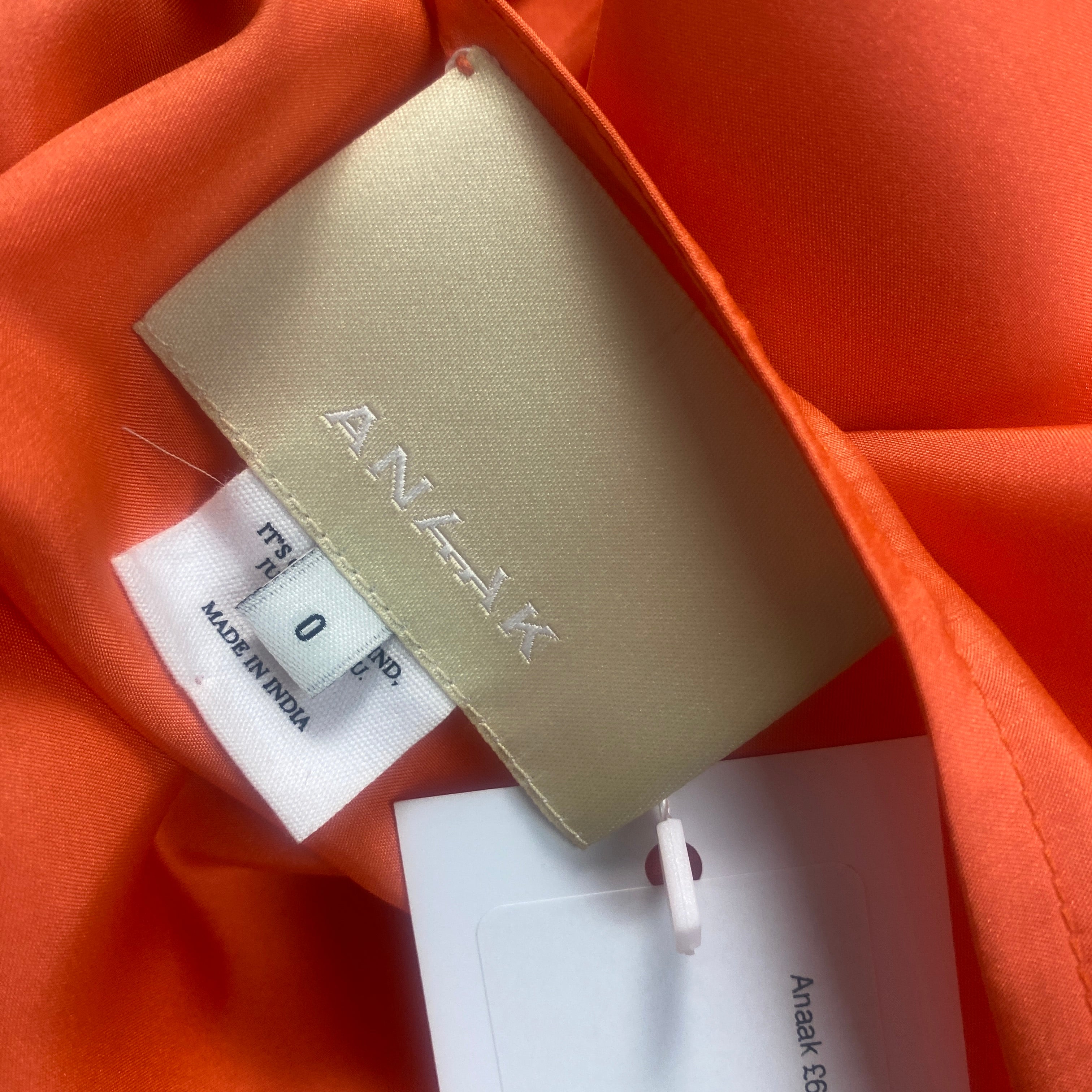 Anaak £670 Neon Orange Silk Habotai Maxi Dress O/S