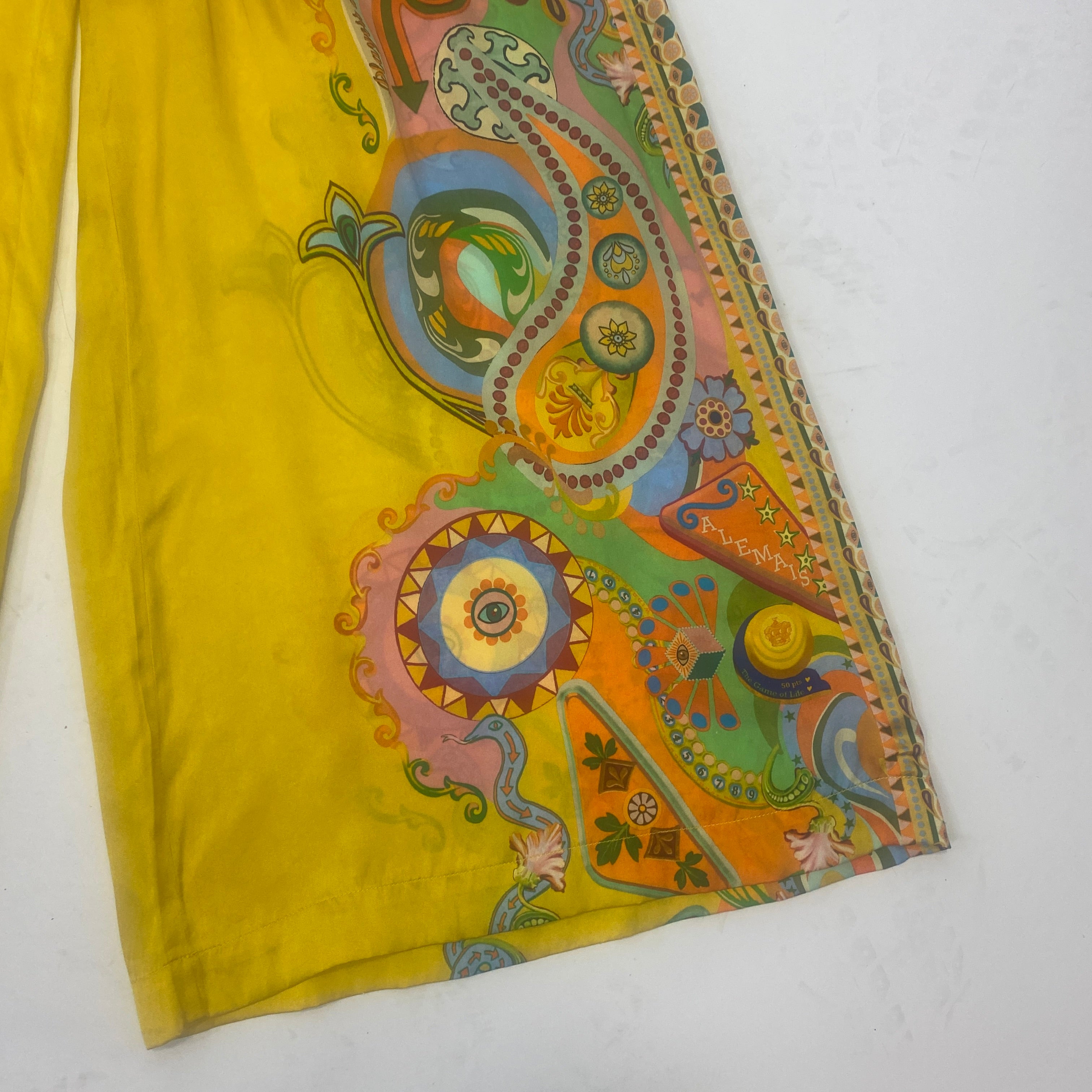Alemais £875 Golden Yellow Pinball Print Silk Pants XS