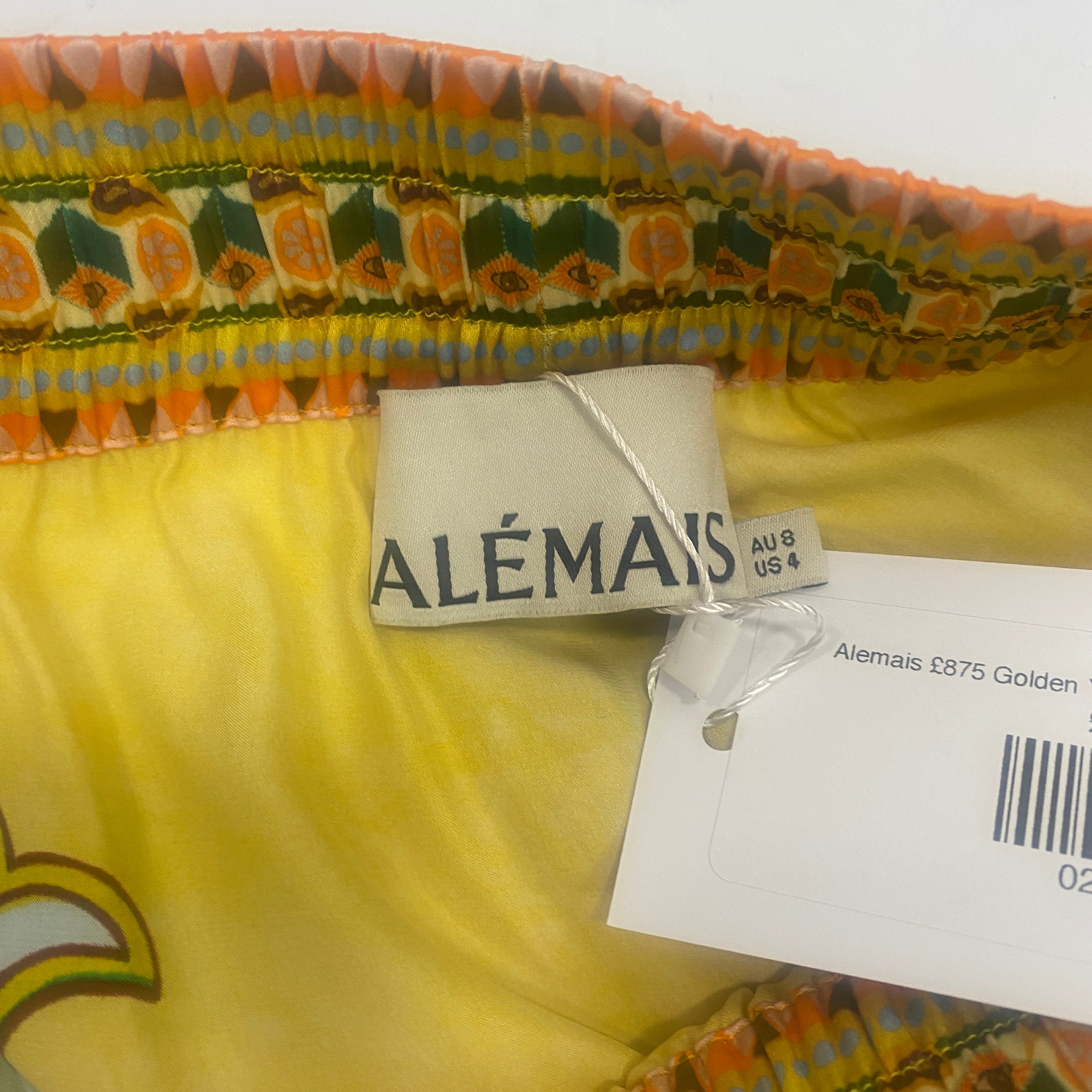 Alemais £875 Golden Yellow Pinball Print Silk Pants XS