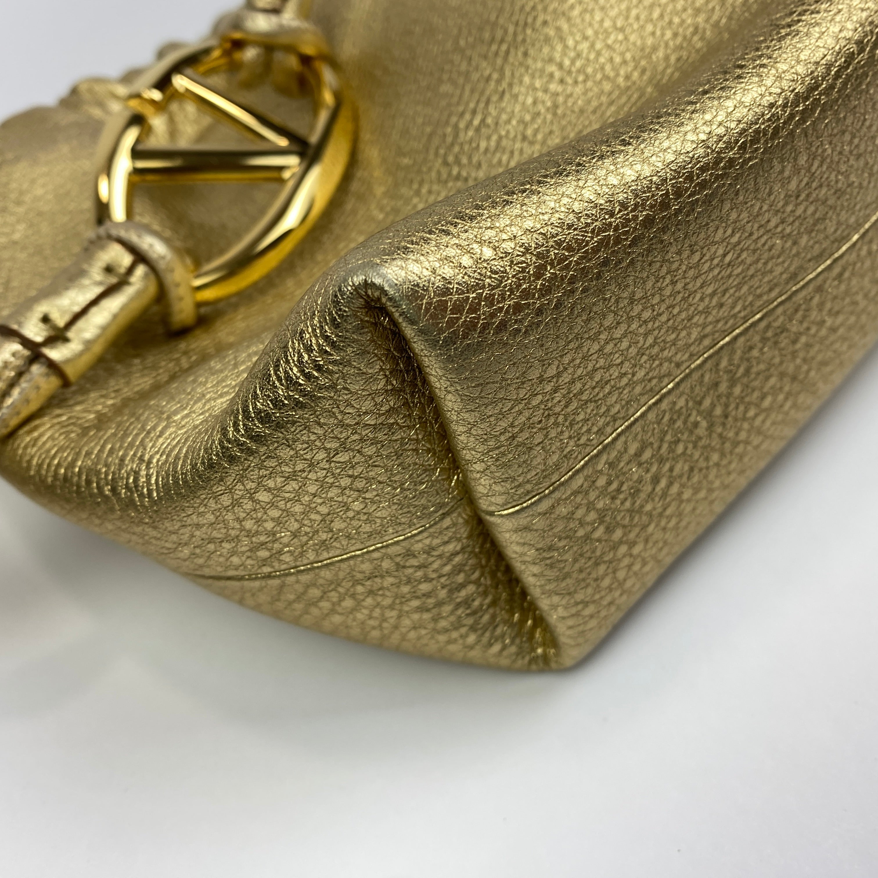 Valentino Vlogo Gold Pouf Bucket Bag