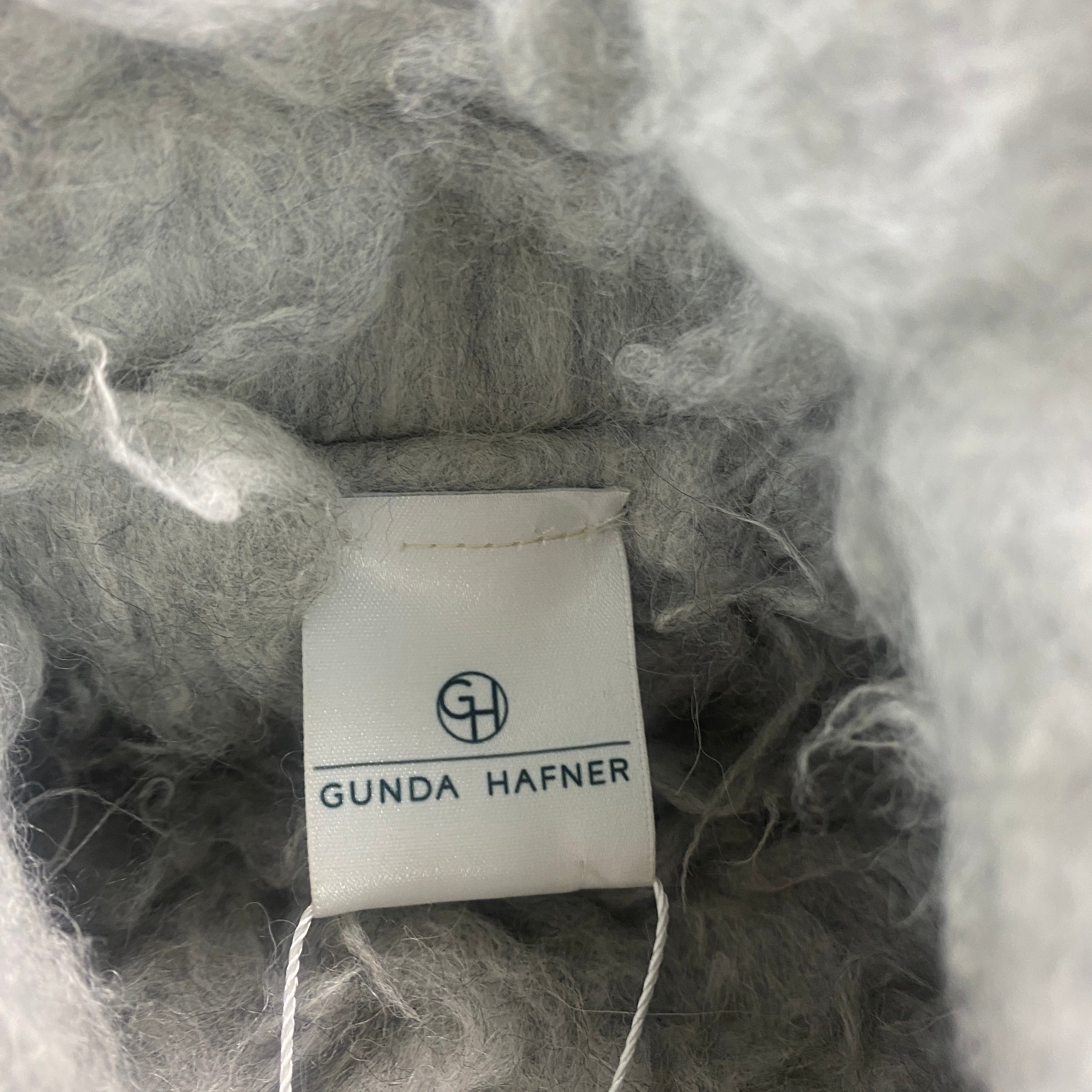 Gunda Hafner Grey Shaggy Wool & Blue Pinstripe Jacket M/L