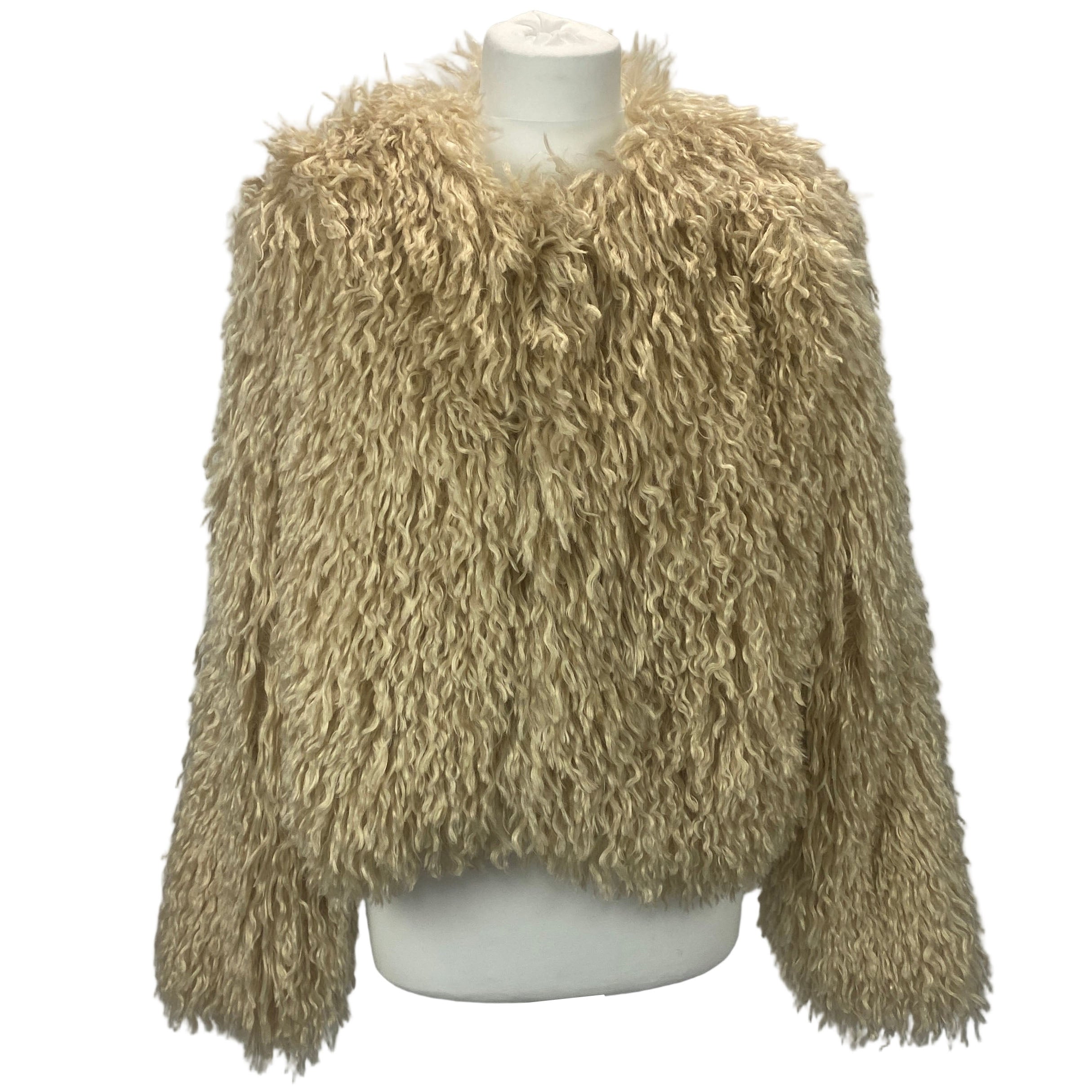 Maksu New Cream Shaggy Faux Fur Jacket L