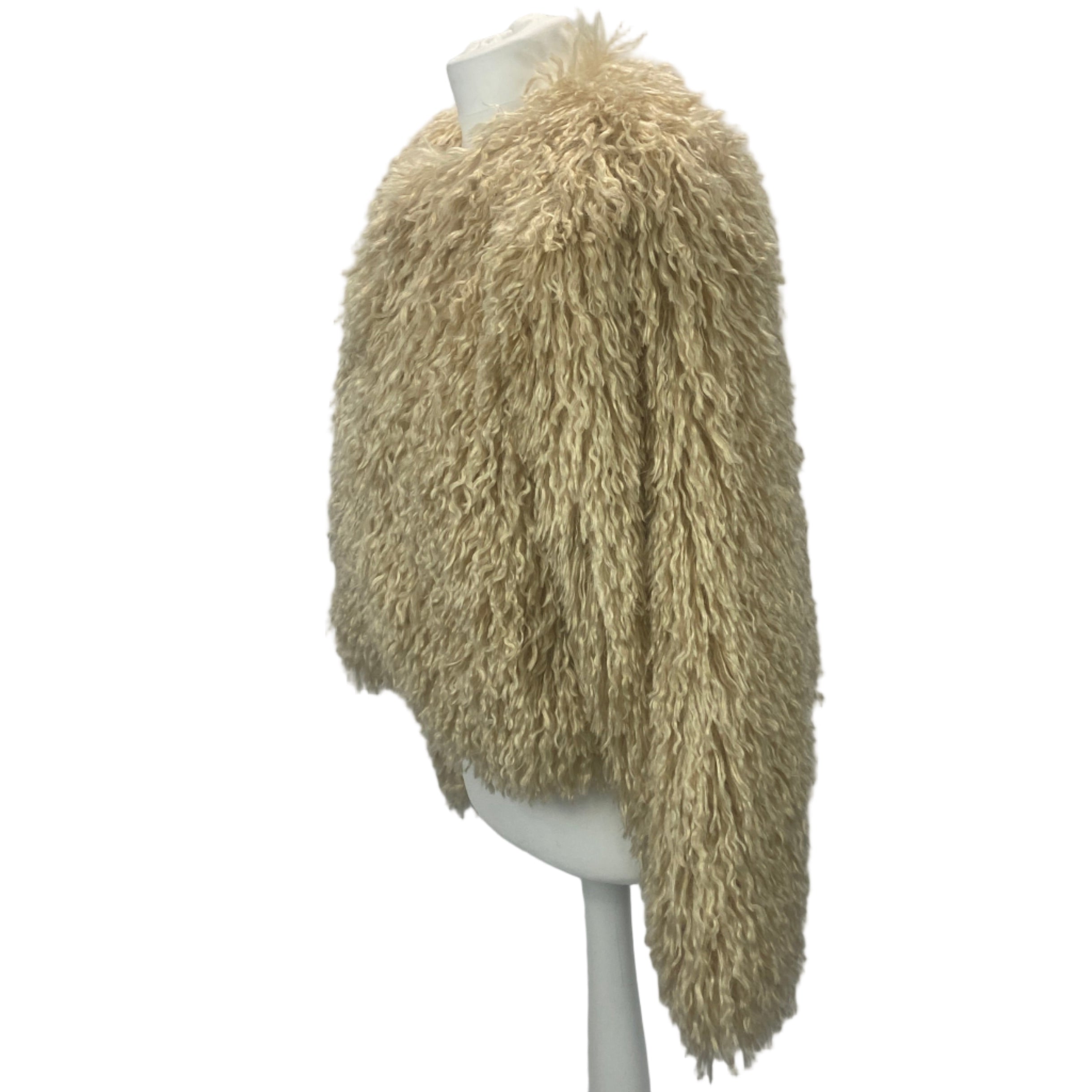 Maksu New Cream Shaggy Faux Fur Jacket L
