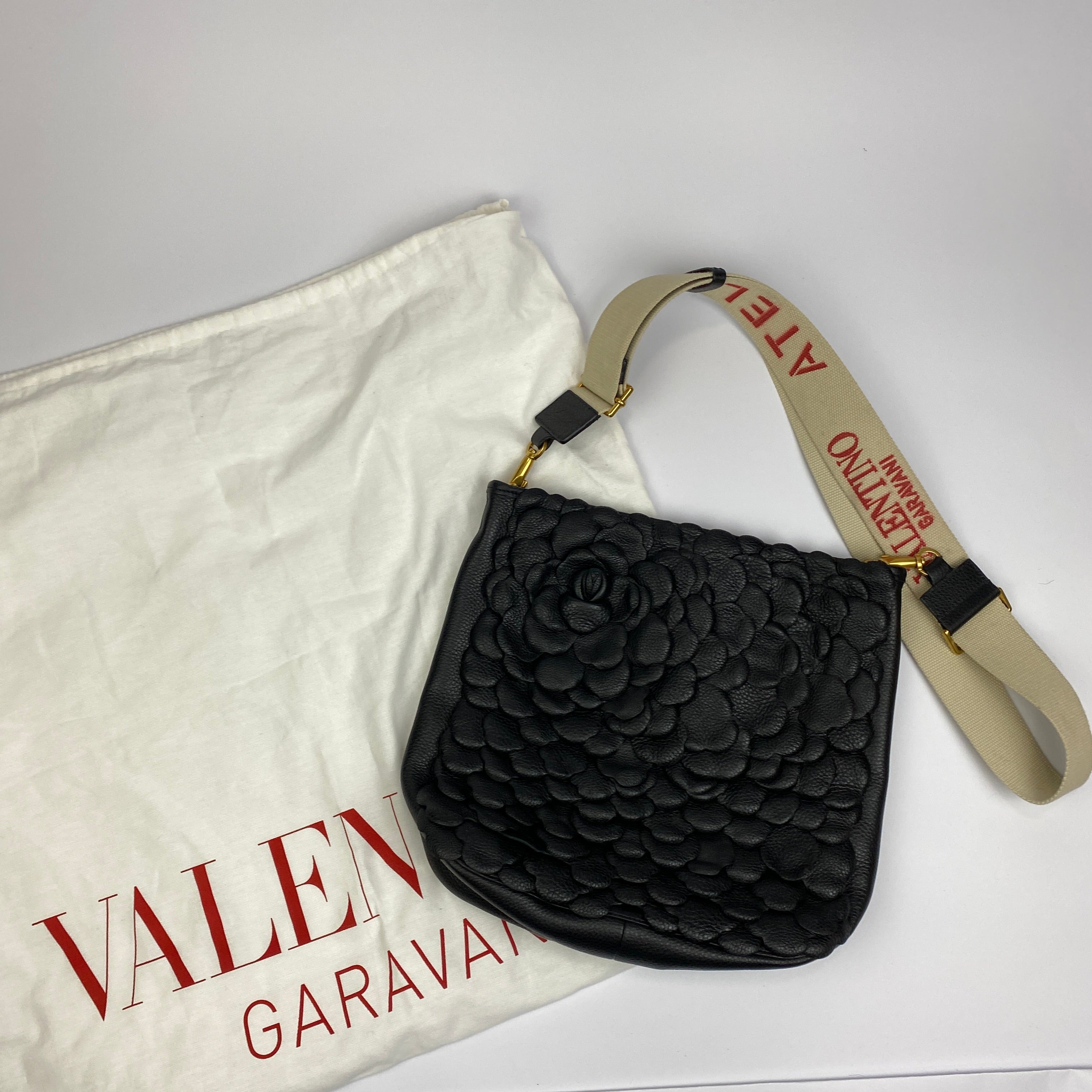 Valentino £2700 Black Atelier Rose Edition Messenger Bag