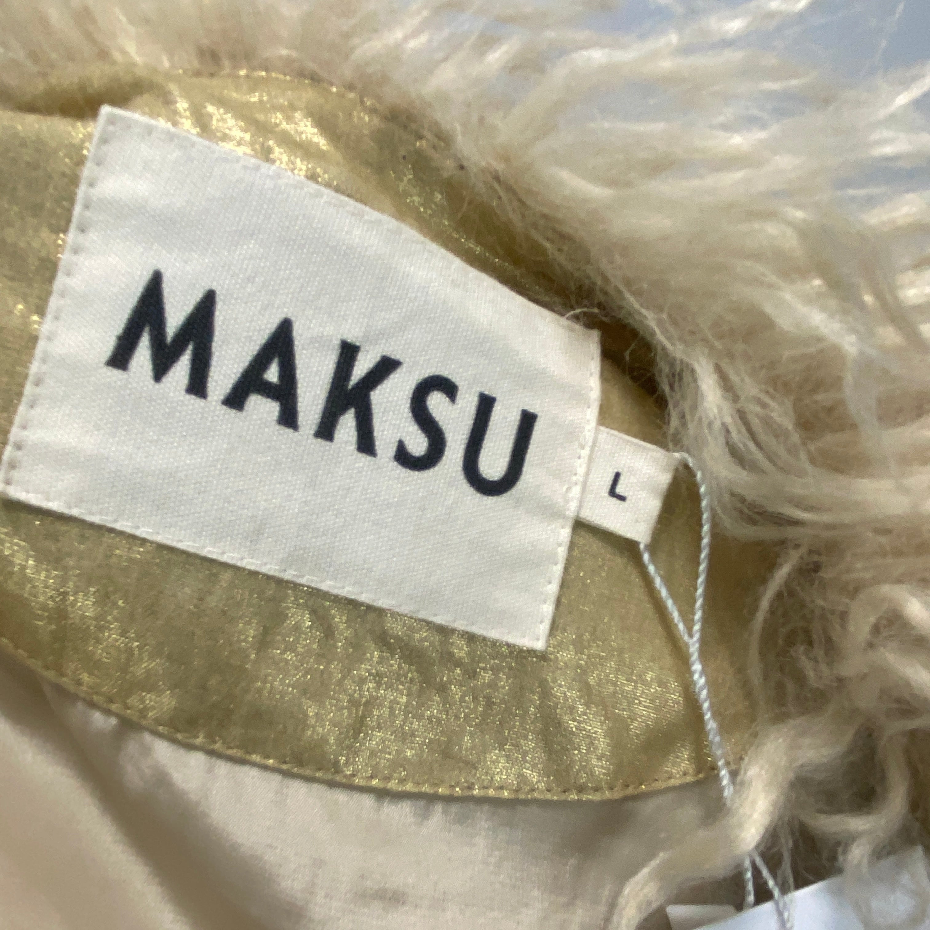 Maksu New Cream Shaggy Faux Fur Jacket L