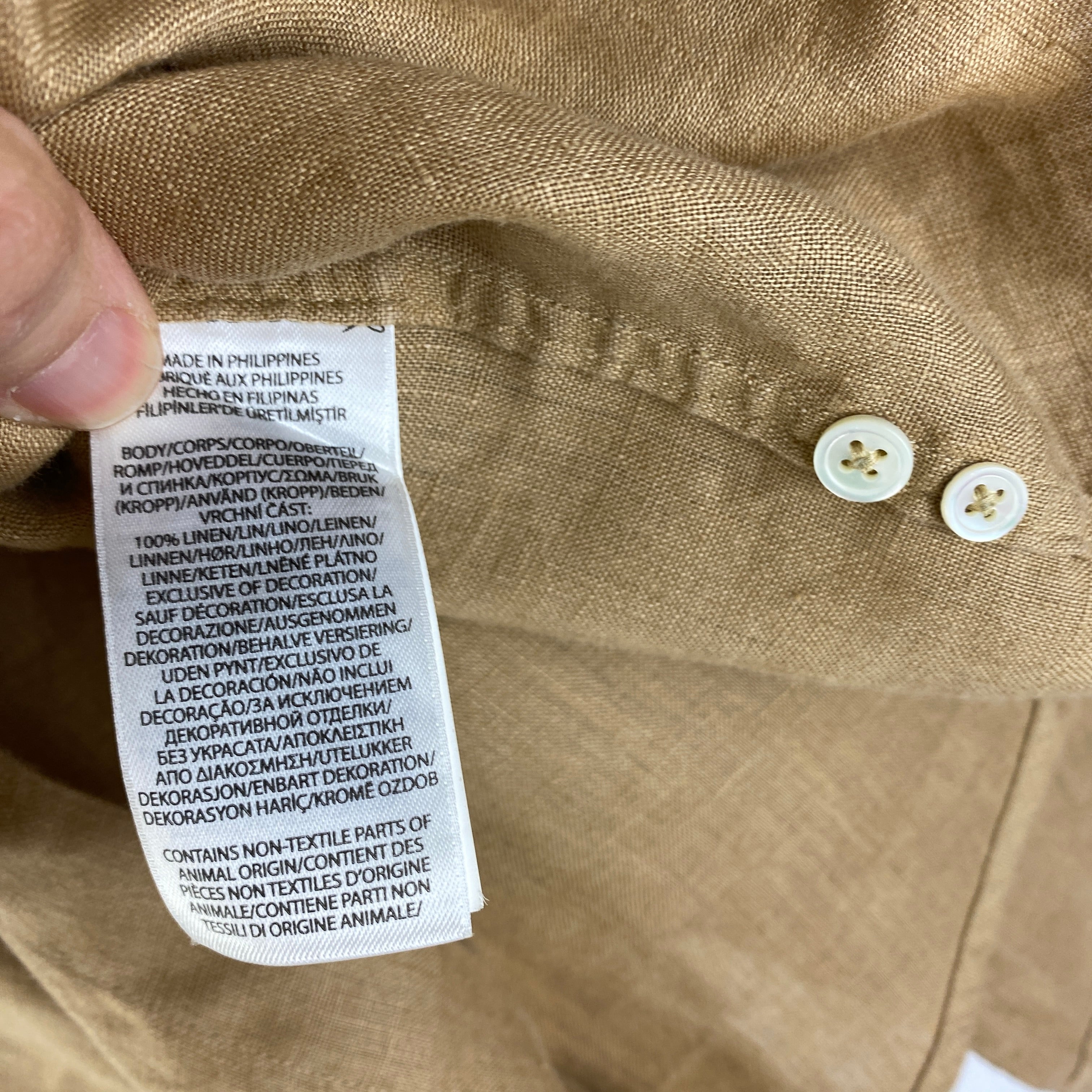 Polo Ralph Lauren New £175 Camel Linen Relaxed Shirt XL
