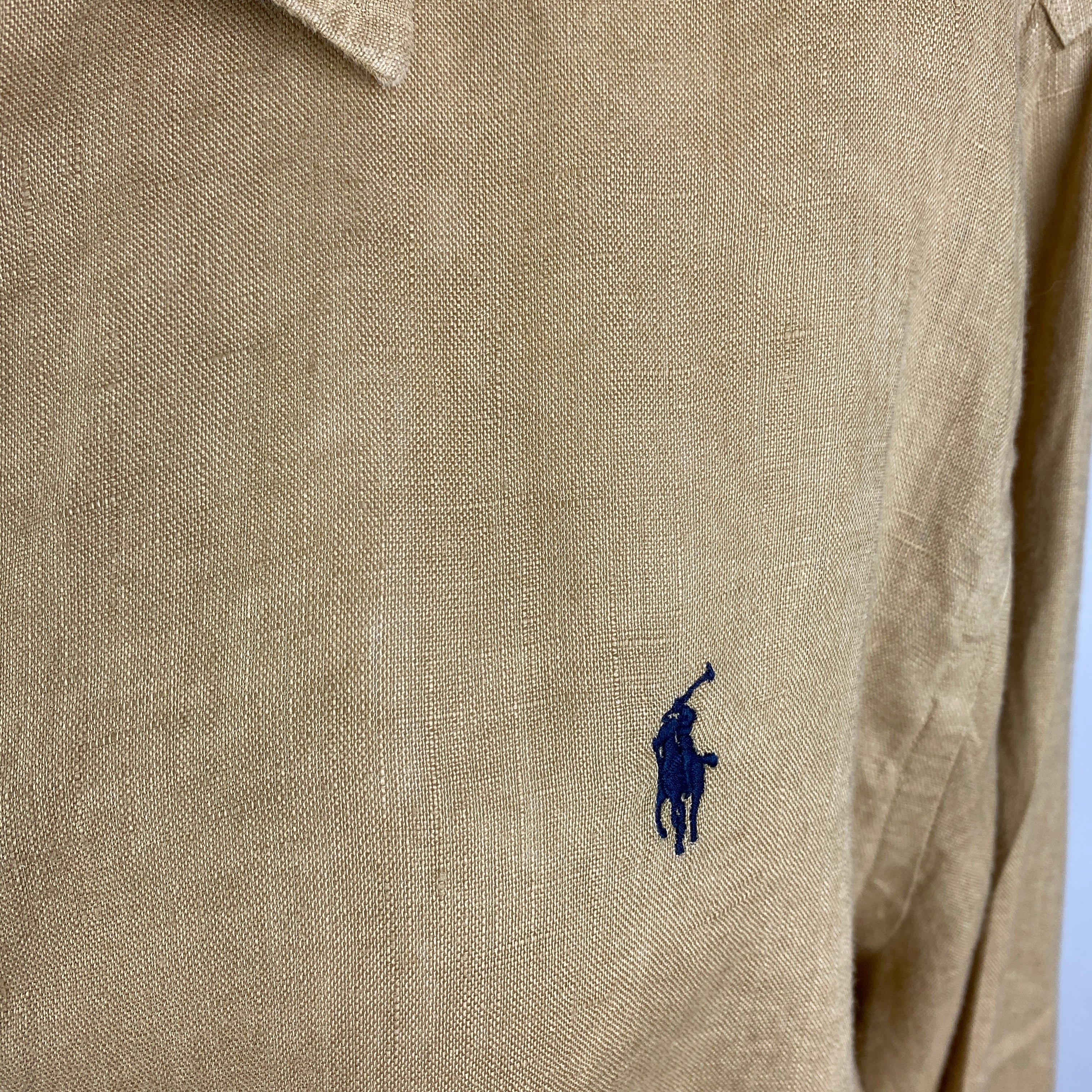 Polo Ralph Lauren New £175 Camel Linen Relaxed Shirt XL