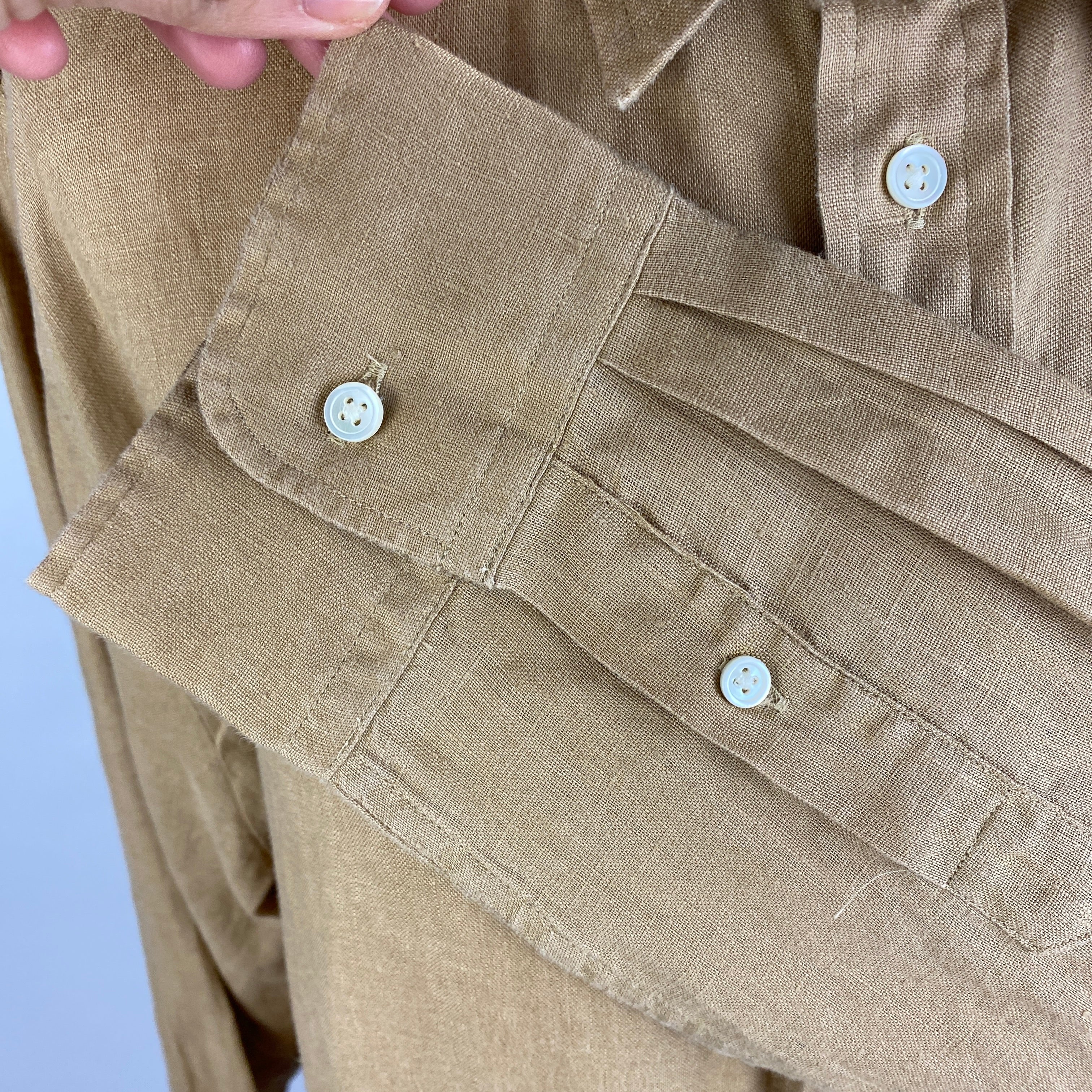 Polo Ralph Lauren New £175 Camel Linen Relaxed Shirt XL