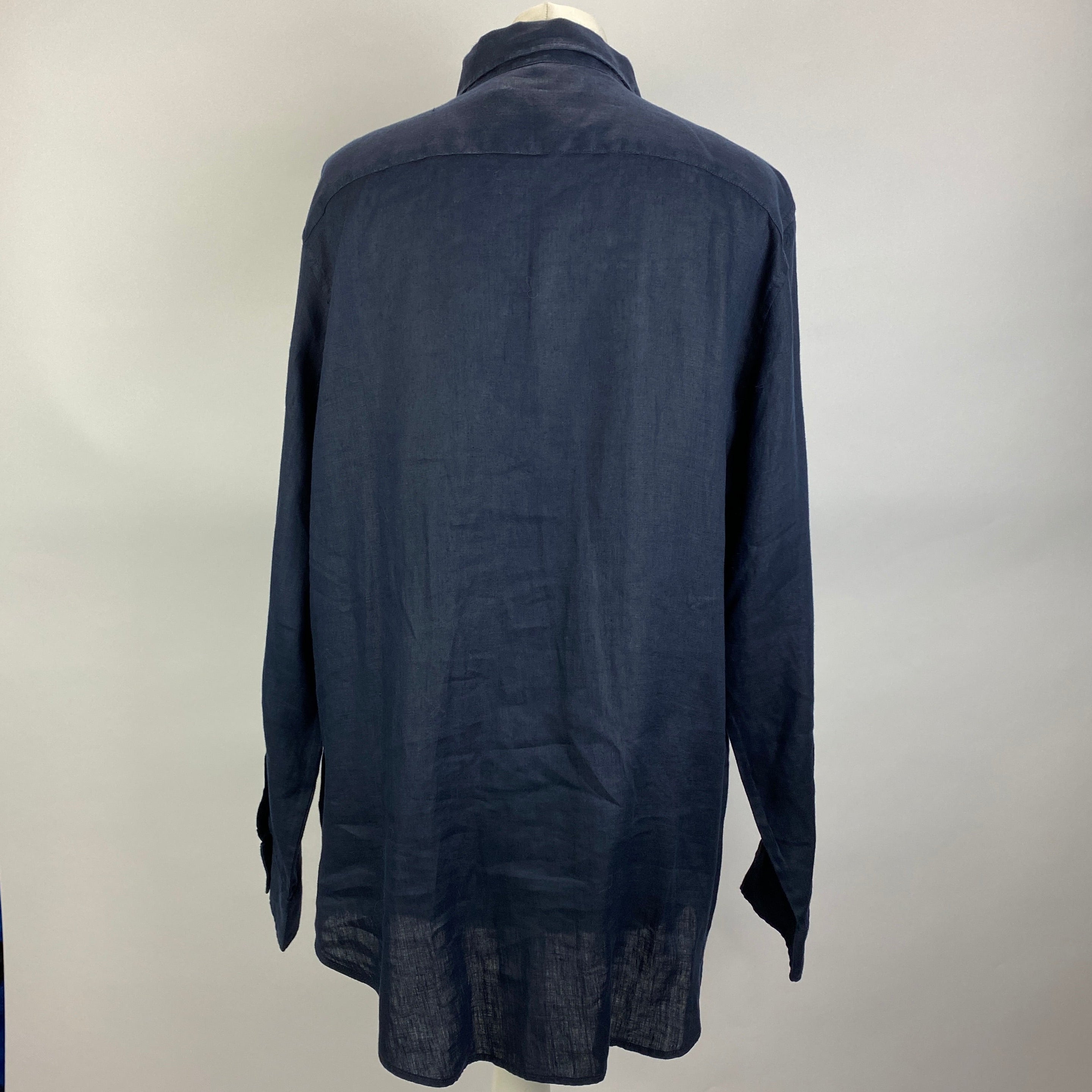 Lauren Ralph Lauren New £155 Navy Linen Relaxed Shirt XL
