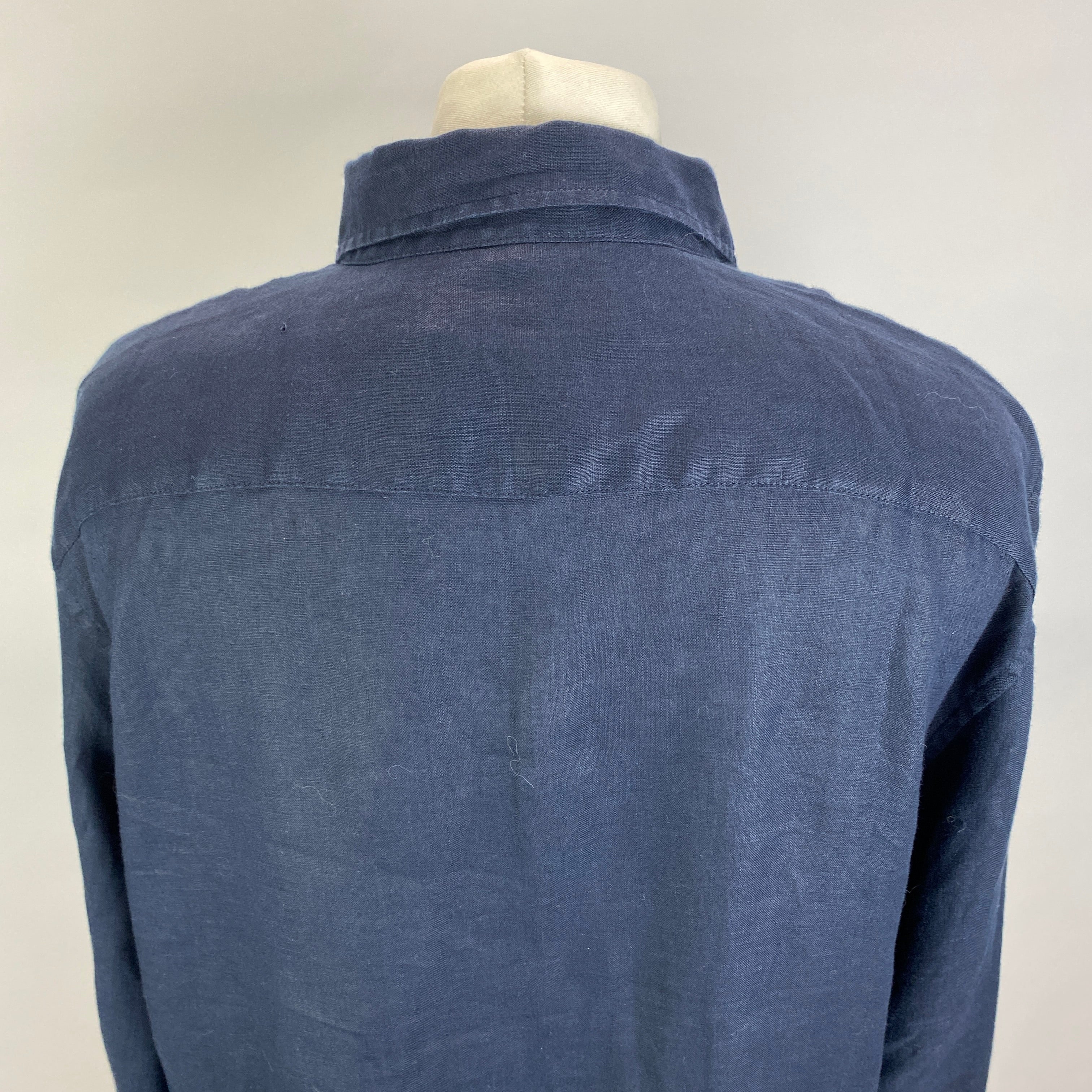 Lauren Ralph Lauren New £155 Navy Linen Relaxed Shirt XL